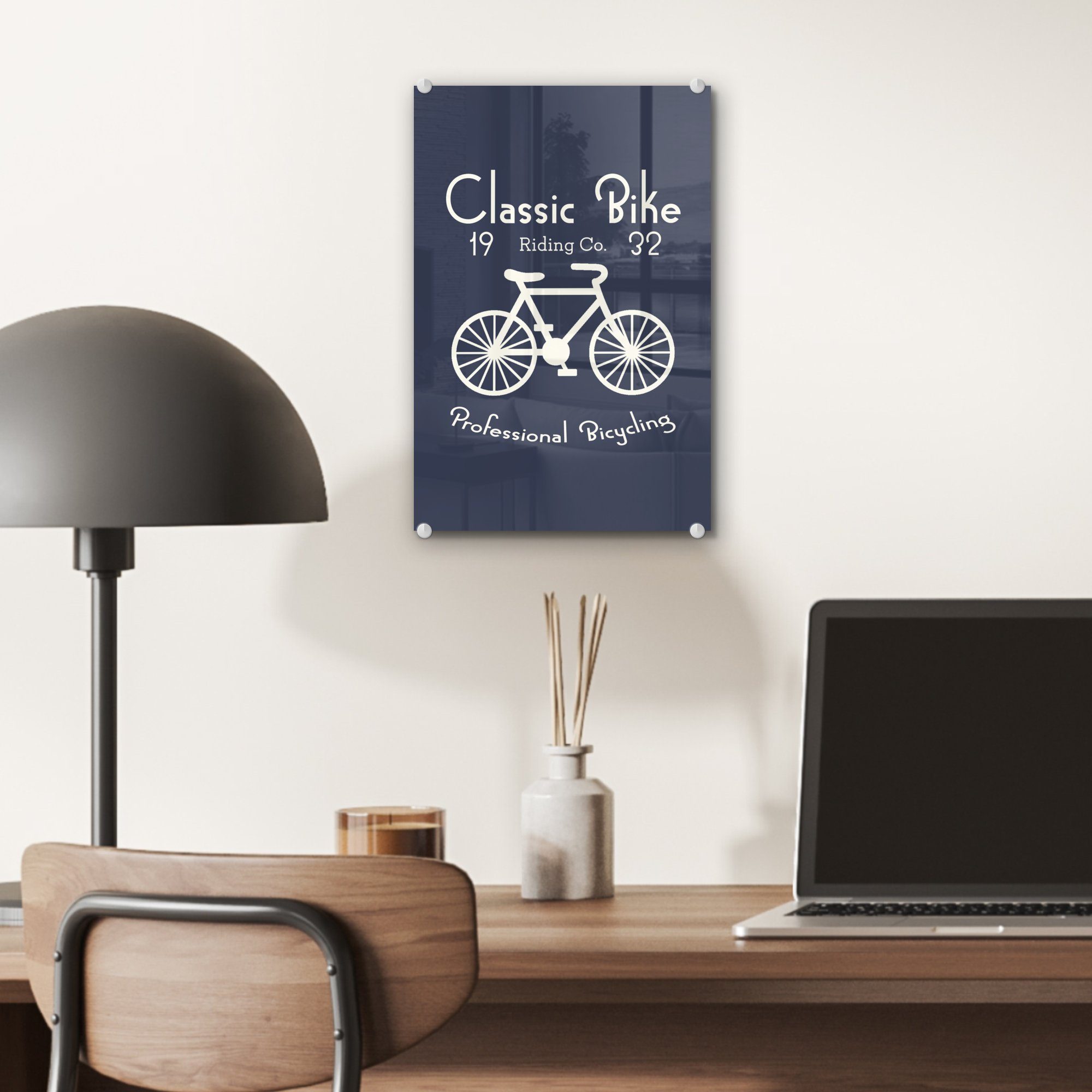 (1 Foto - - Glasbilder Fahrrad Bilder Glas Wanddekoration auf auf Text, - Jahrgang - Acrylglasbild St), Glas - MuchoWow Wandbild