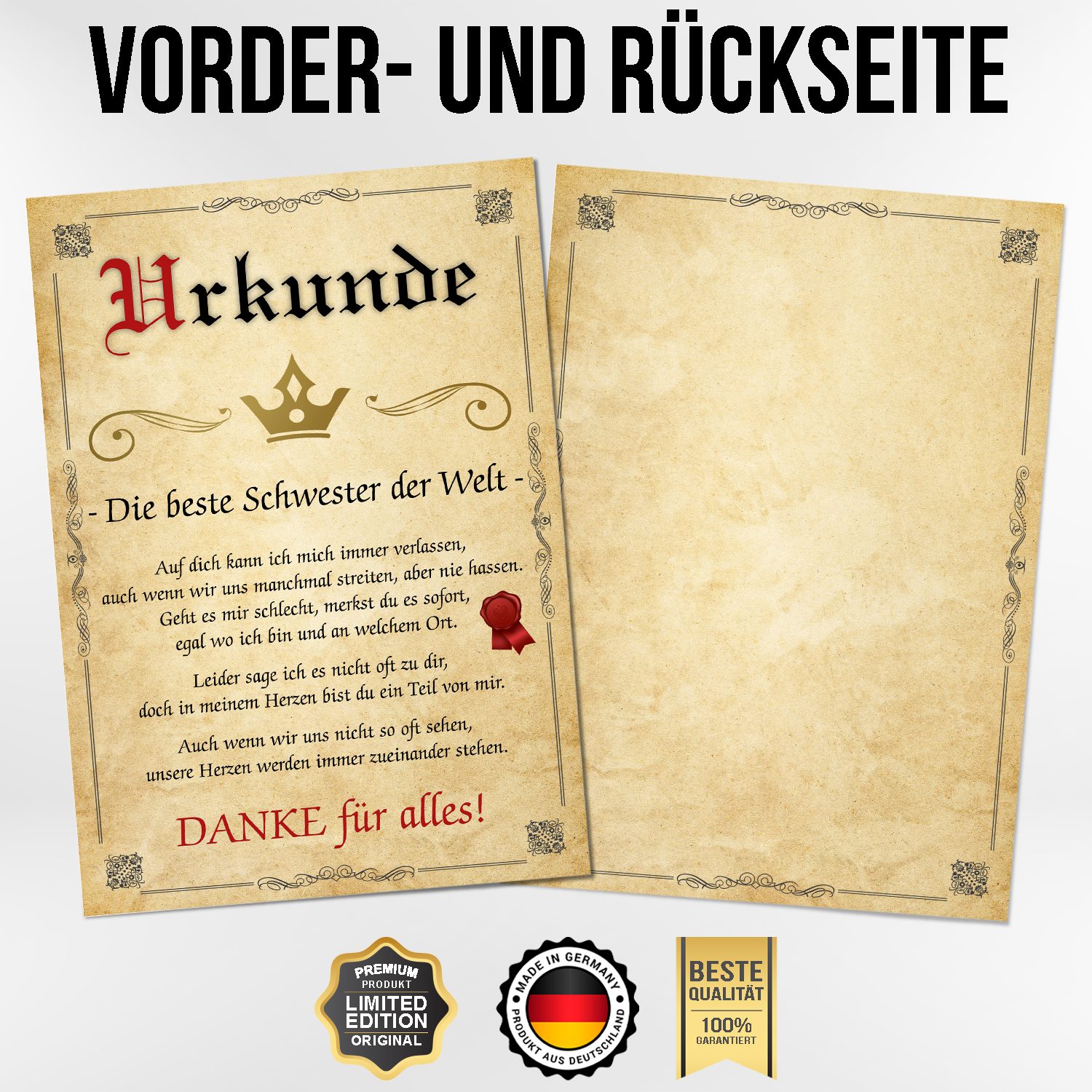 Tigerlino Poster Beste Schwester Urkunde Bild günstig online kaufen