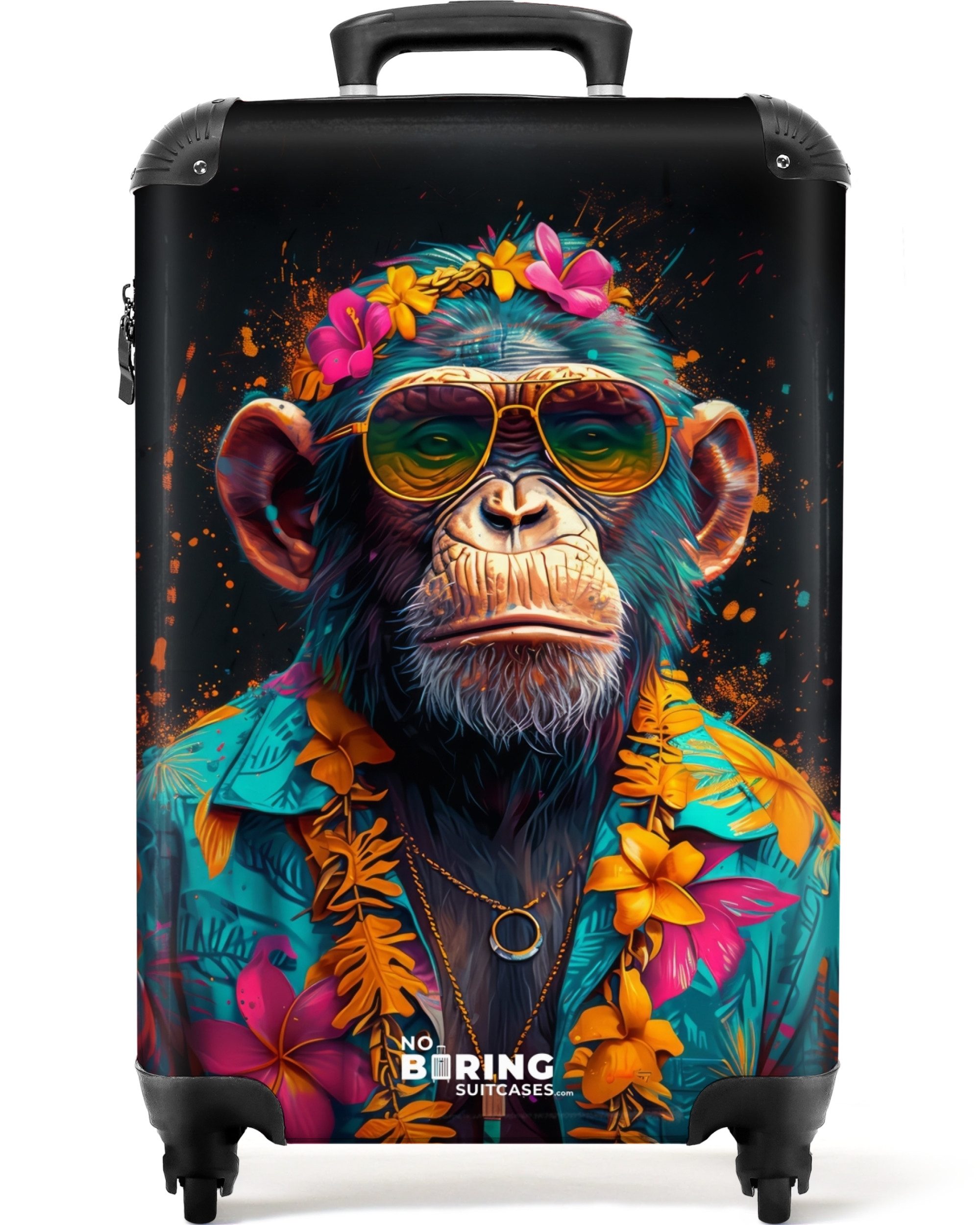 NoBoringSuitcases.com© Hartschalen-Trolley Schimpanse mit Hawaii-Bluse 55x3 günstig online kaufen