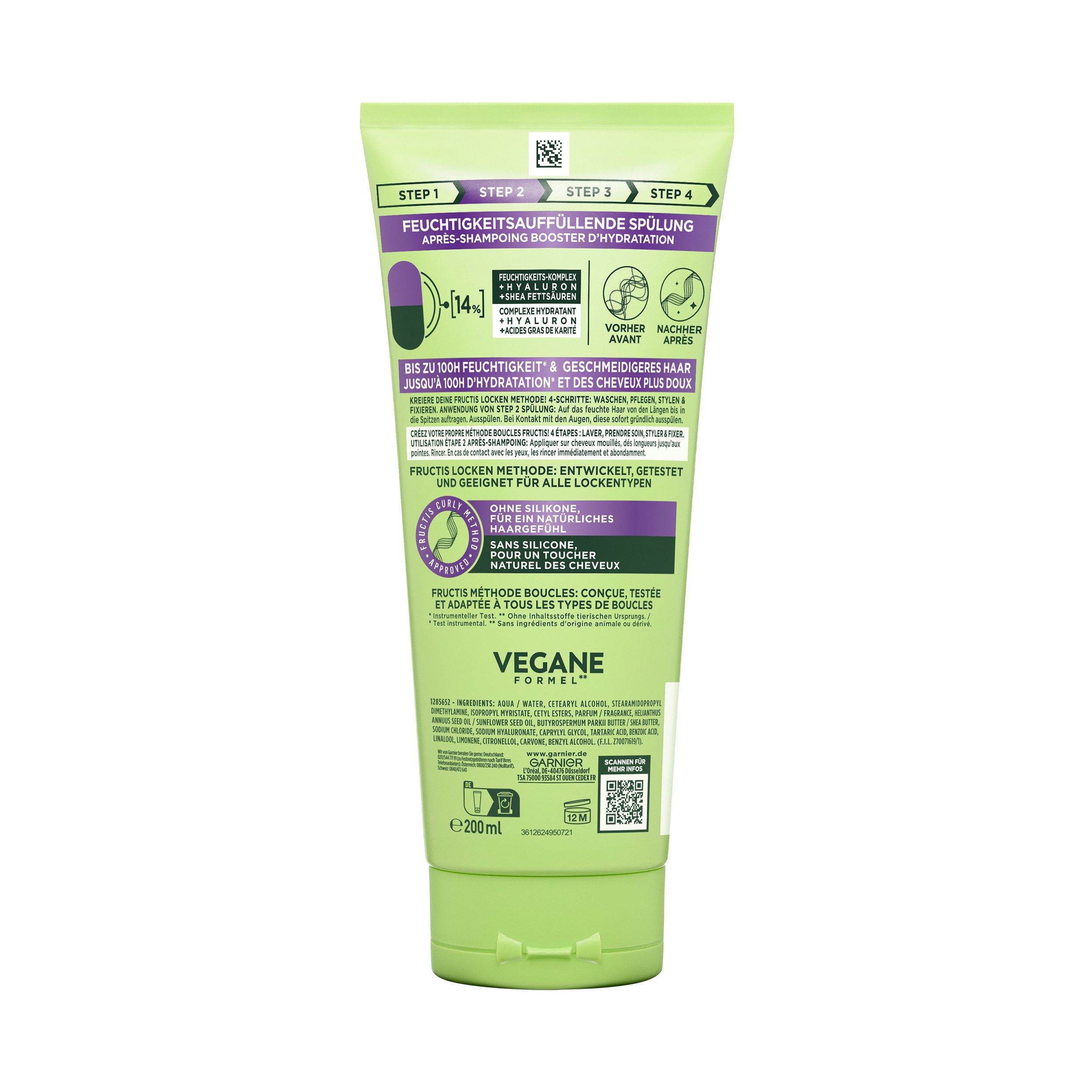 GARNIER Haarspülung Garnier Fructis Locken Methode Spülung 6er Packung, für alle Lockentypen, mit Hyaluron und Shea-Fettsäuren, ohne Silikone