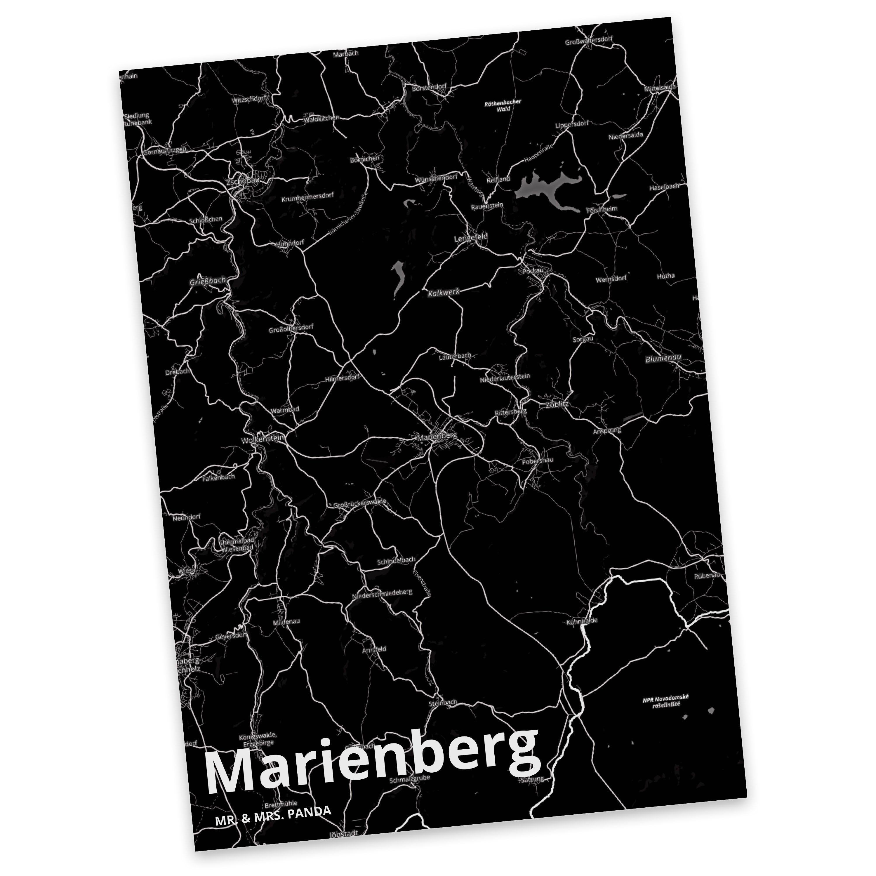 Mr. & Mrs. Panda Postkarte Marienberg - Geschenk, Stadt, Stadt Dorf Karte Landkarte Map Stadtpla