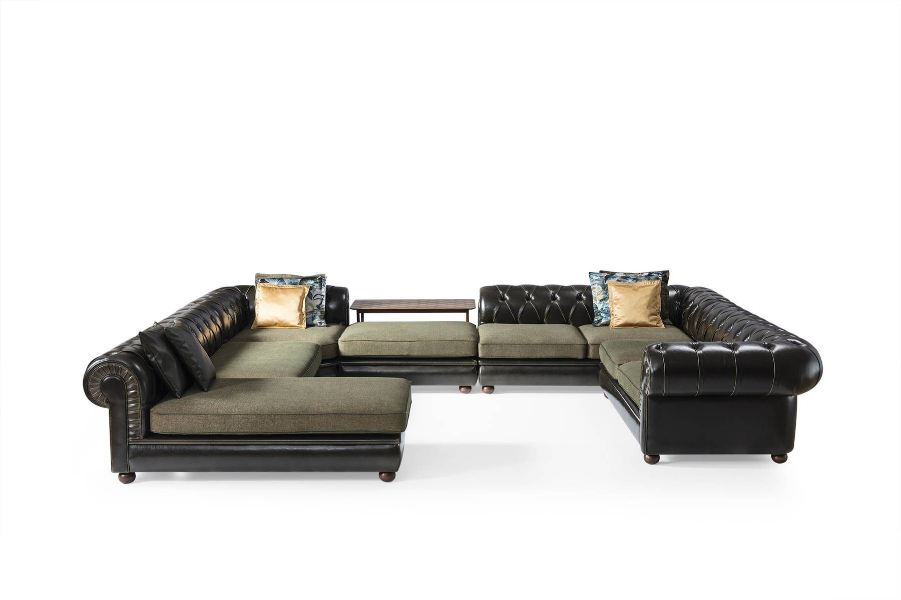 JVmoebel Wohnlandschaft Schwarz-grünes U-Form Sofa mit hochwertiger Polsterung und Zierkissen, Made in Europa