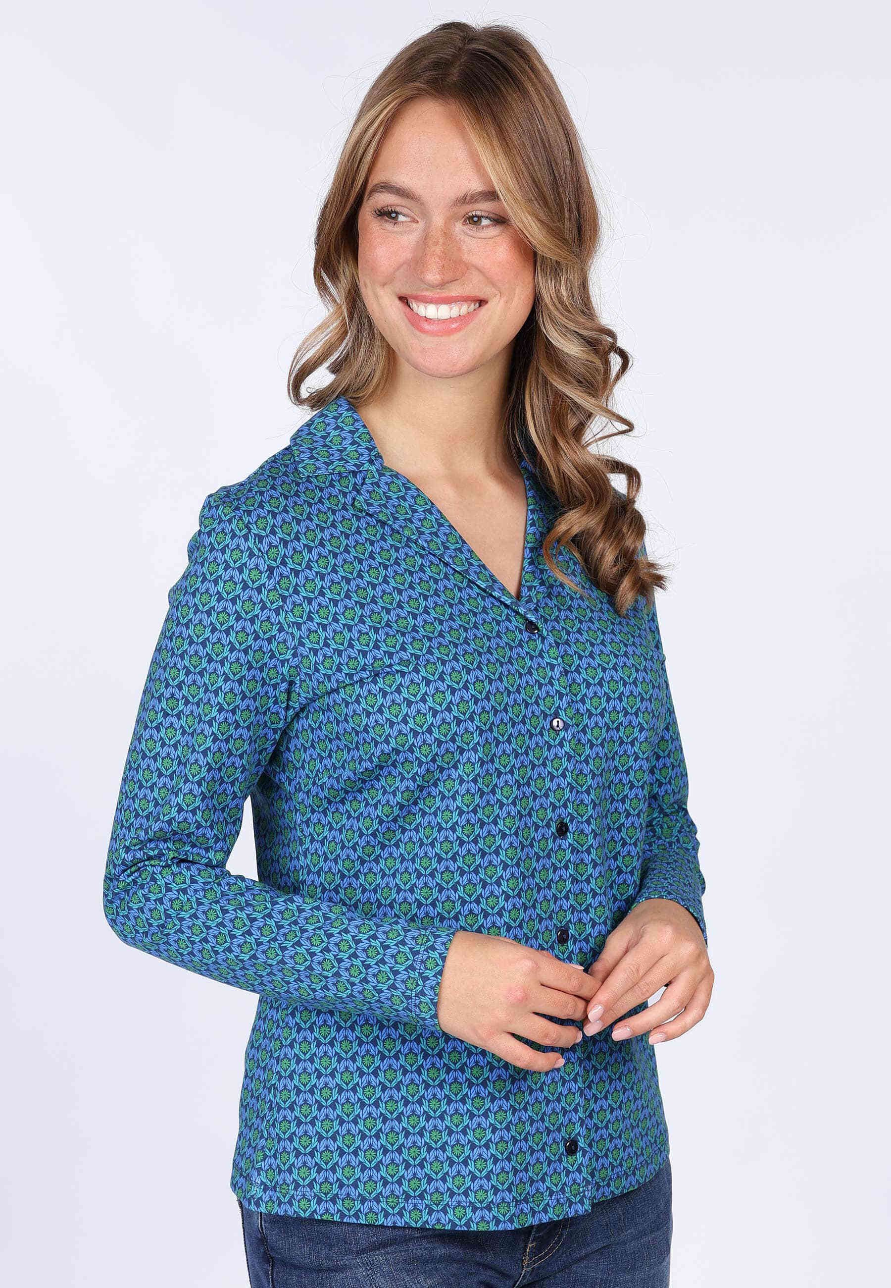 Lykka du Nord Klassische Bluse Celeste daisy