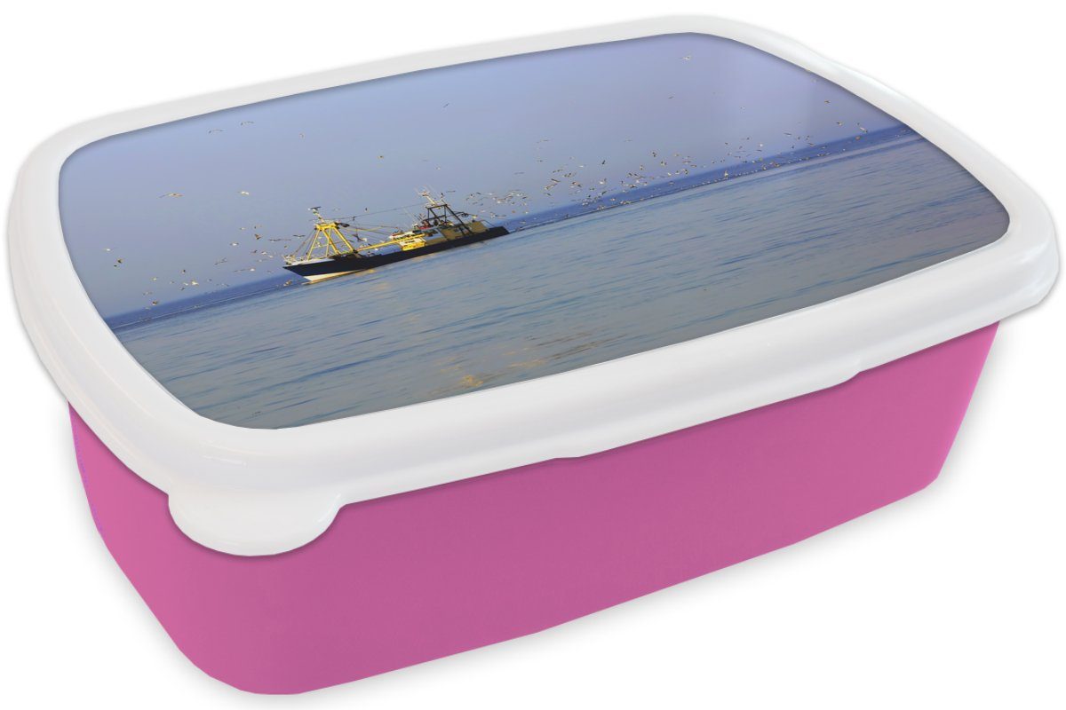 Snackbox, Mädchen, Fischerboot rosa MuchoWow Brotdose Vogel, Kinder, Erwachsene, - Lunchbox für Kunststoff, Brotbox Nordsee (2-tlg), Kunststoff -