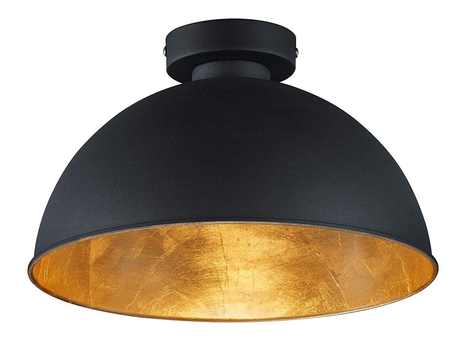 meineWunschleuchte LED Deckenleuchte, LED Rund 31cm Gold wechselbar, Einflammig Industrial Schwarz Ø Warmweiß, Designklassiker