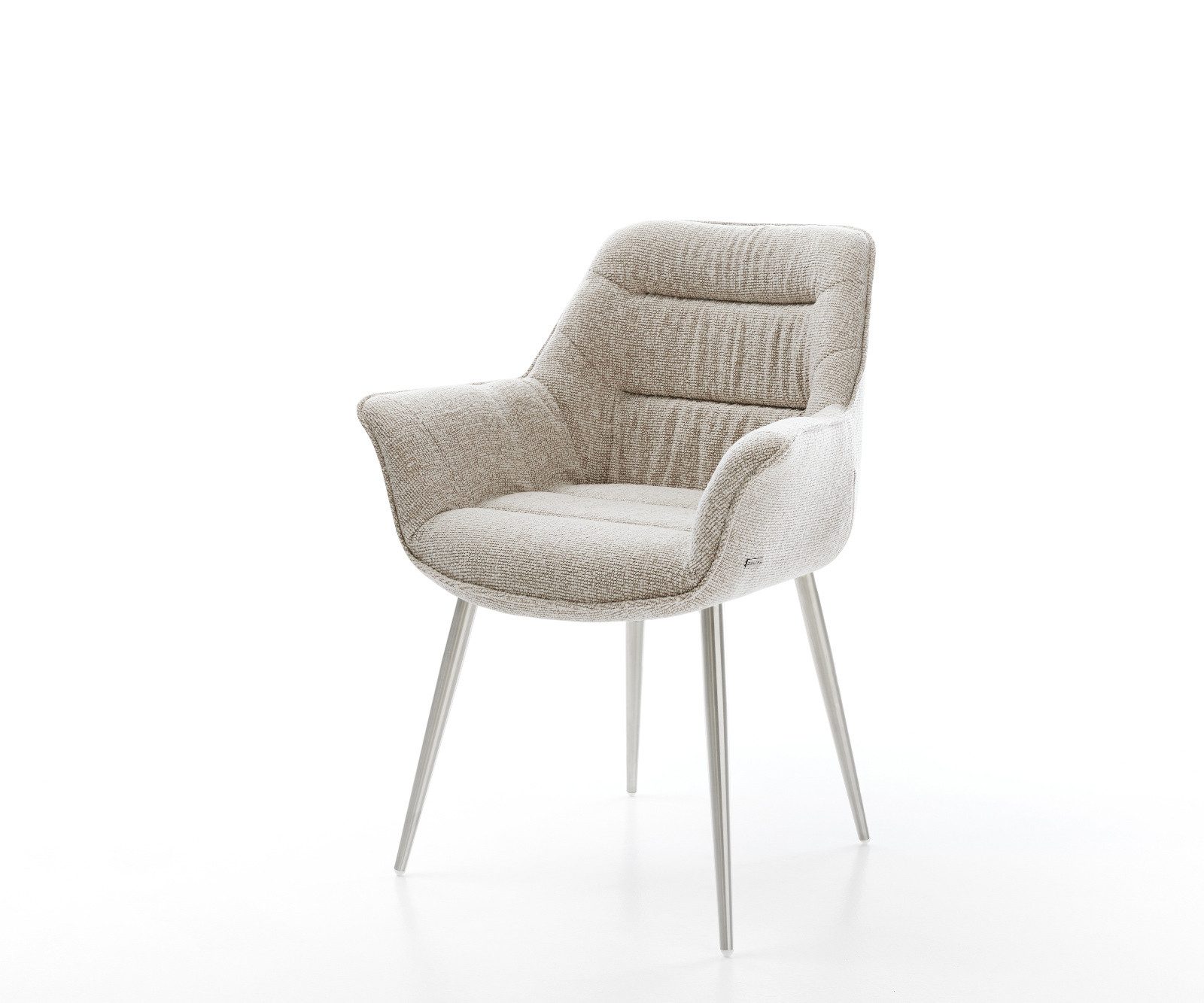 DELIFE Polsterstuhl Kaira-Flex, 4-Fuß konisch Edelstahl Webstoff Soft Beige