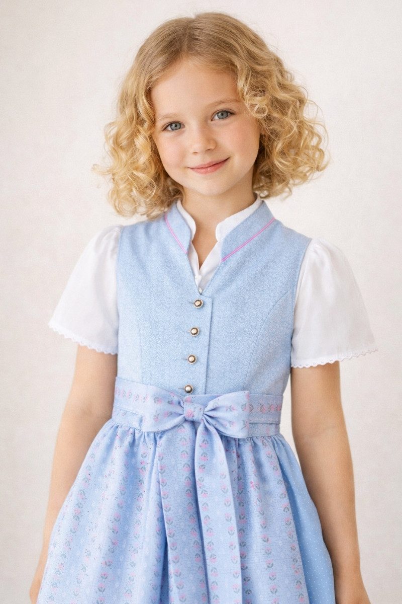 Isar-Trachten Dirndl Kinderdirndl 3tlg. - TILLA - hellblau