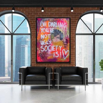 DOTCOMCANVAS® Leinwandbild Society, Leinwandbild Society Motivation Motivationsspruch hochkant rot orange