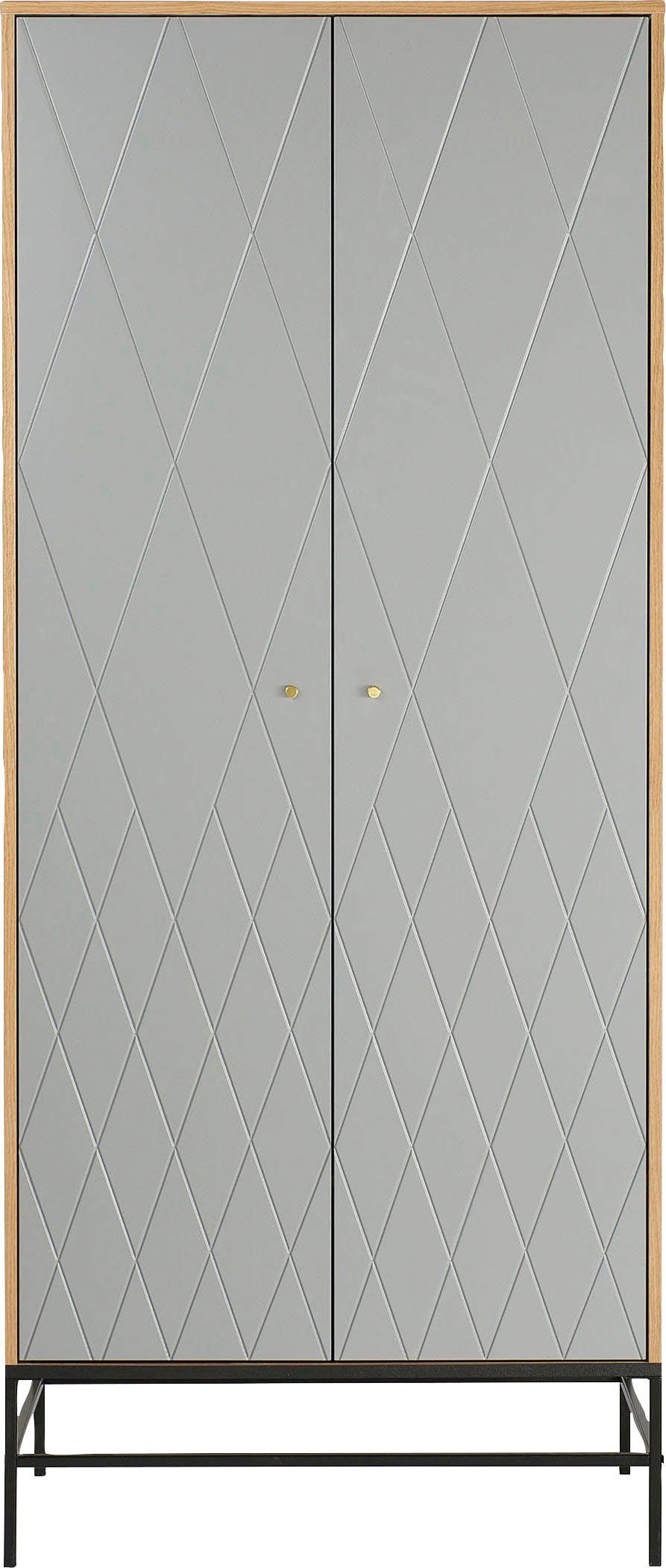 andas Kleiderschrank MIA Fräsungen in den Fronten, goldene Griffe, Breite 80 cm, FSC®