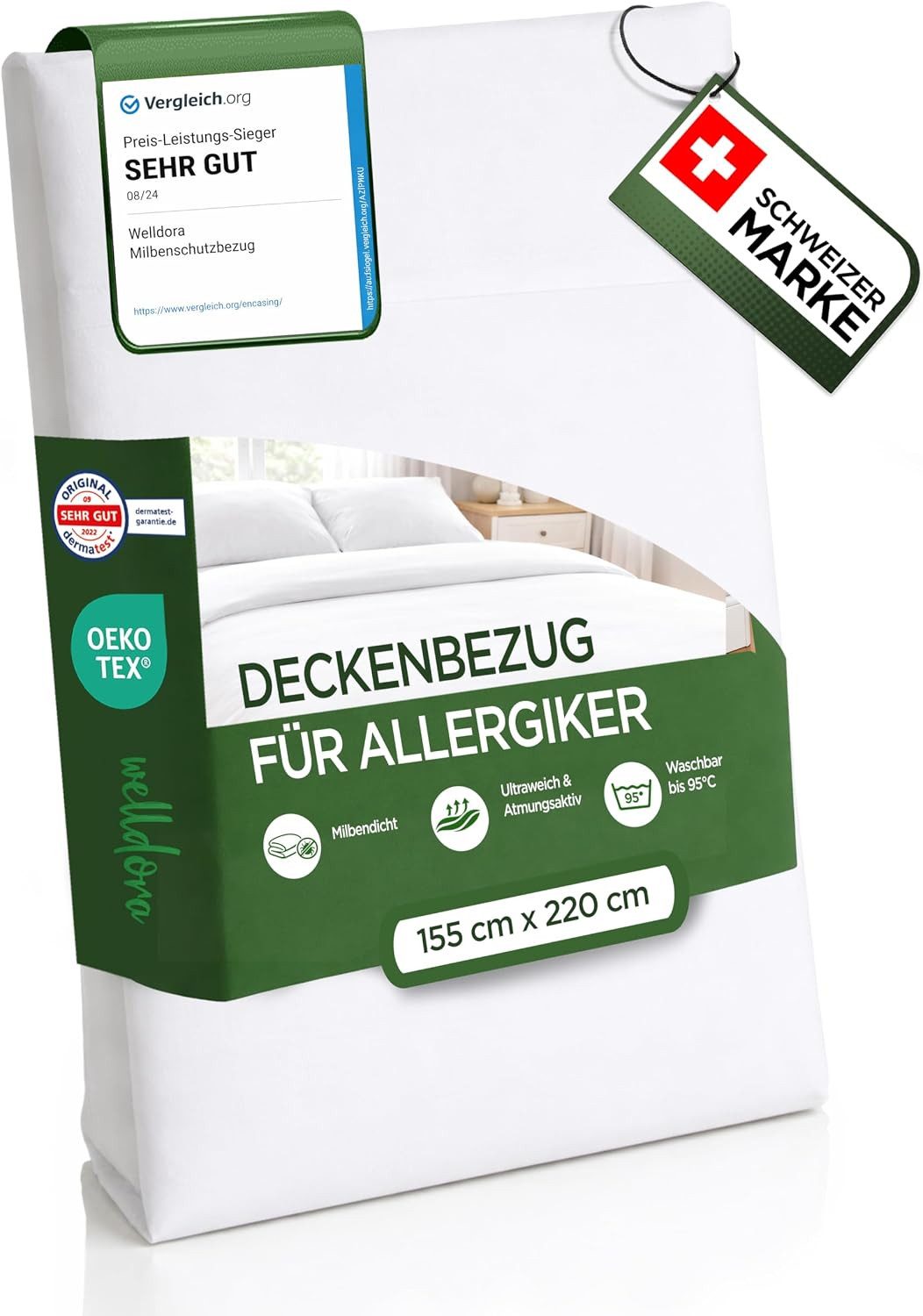 Welldora Bettbezug, Milbenbezug Bettdecke, Allergiker Deckenbezug fachärztlich getestet, Encasing gegen Milben & Bettwanzen, Allergiker Bettwäsche Decke