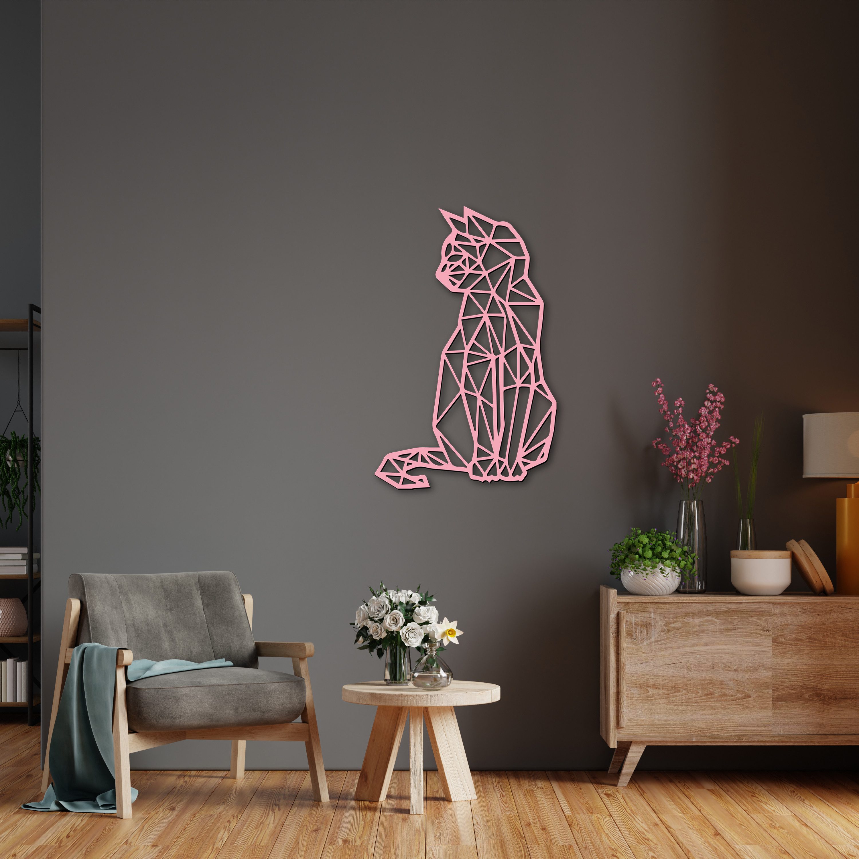 Namofactur Wandtattoo Polygon Katze XXL Wandtattoo