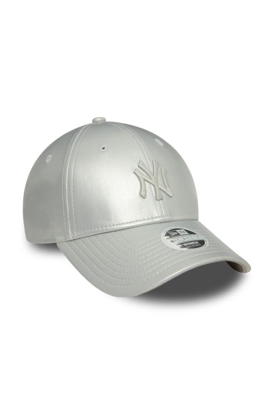 New Era Baseball Cap New York Yankees MLB Womens Midi PU Silber 9Forty Verstellbare Damen C (1-St)
