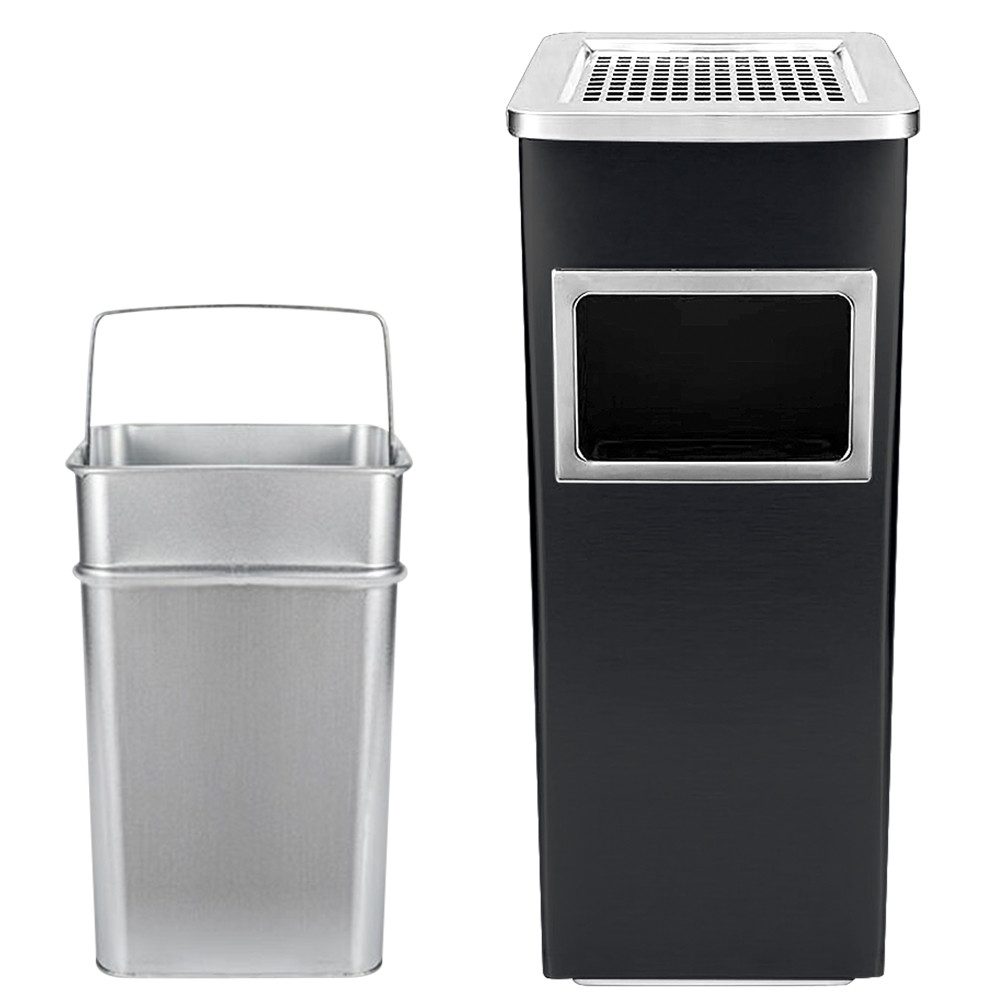 JEOBEST Mülleimer 35L Standaschenbecher Aschenbecher mit Mülleimer, (2-St, Eckig) Edelstahl, Abfalleimer mit Inneneimer – Bild 4 von 5