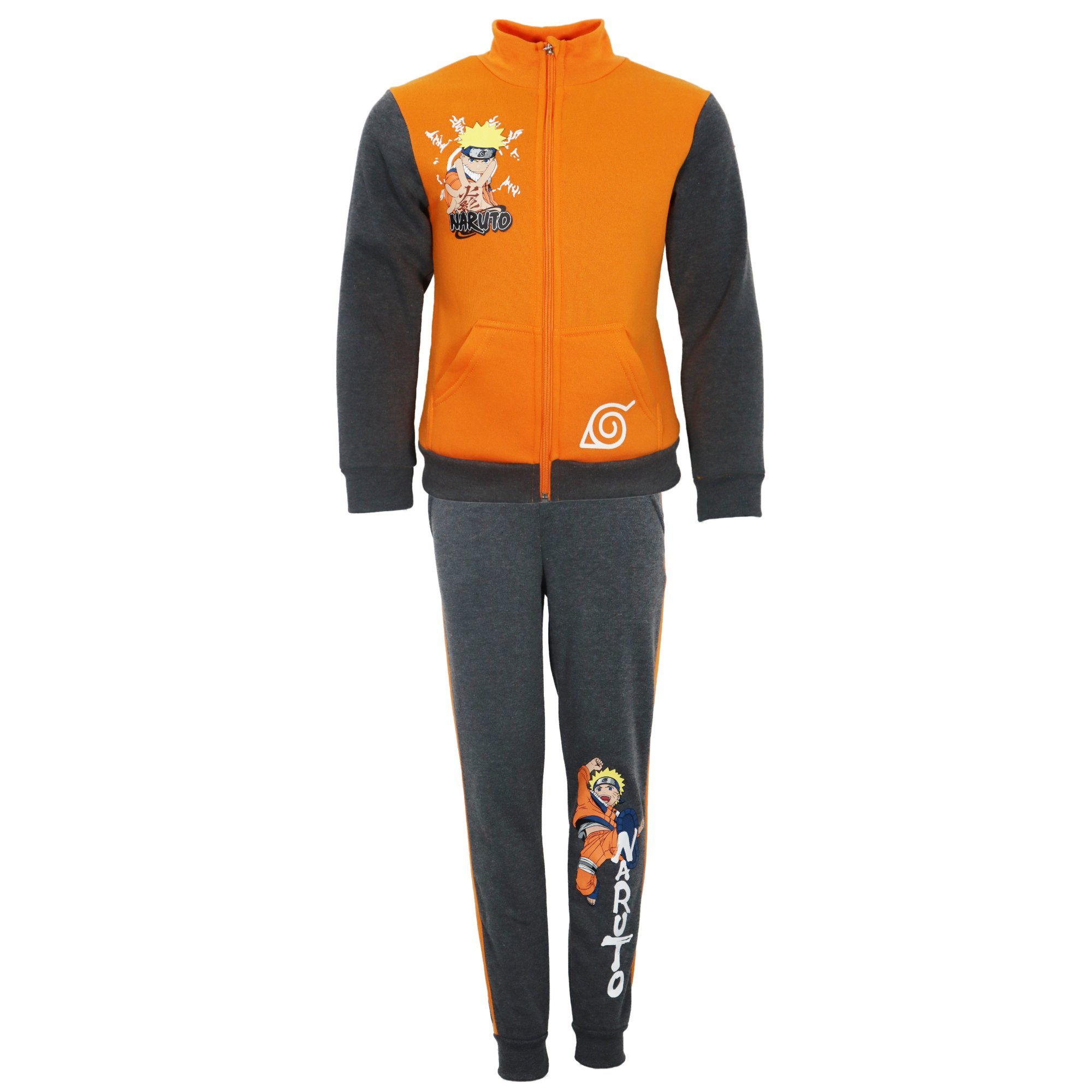 Naruto Jogginganzug Naruto Shippuden Joggingset Sporthose Hose Sweater Jacke, Gr. 98 bis 140 Orange