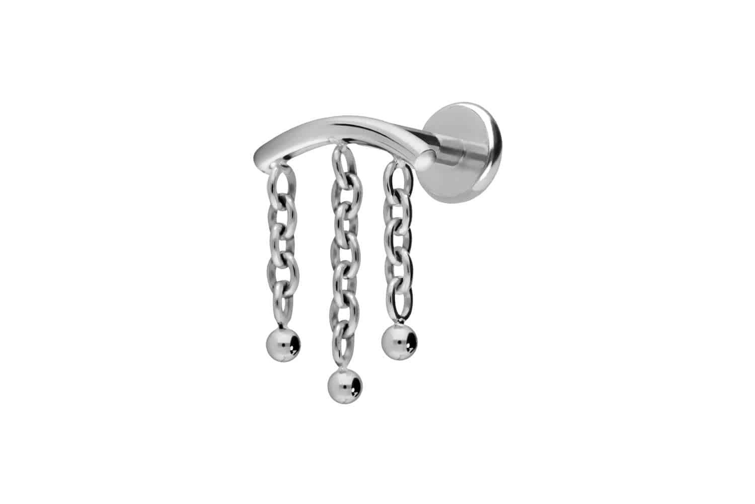 PIERCINGLINE Piercing-Set Titan Labret mit Push Fit BOGEN + 3 KETTEN (Labrets, 1-tlg)