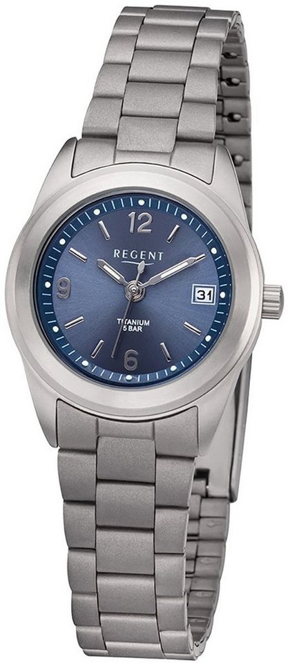 Regent Quarzuhr Regent Damen Uhr F-1168 Metall Quarz, Damen Armbanduhr  rund, klein (ca. 26mm), Metallarmband