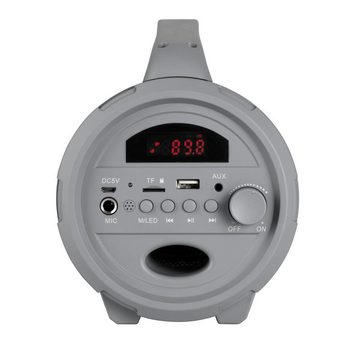 Adler AD 1169 Bluetooth-Lautsprecher (AUX-Anschluss, RGB LED Beleuchtung, 1200 mAh, Grau)