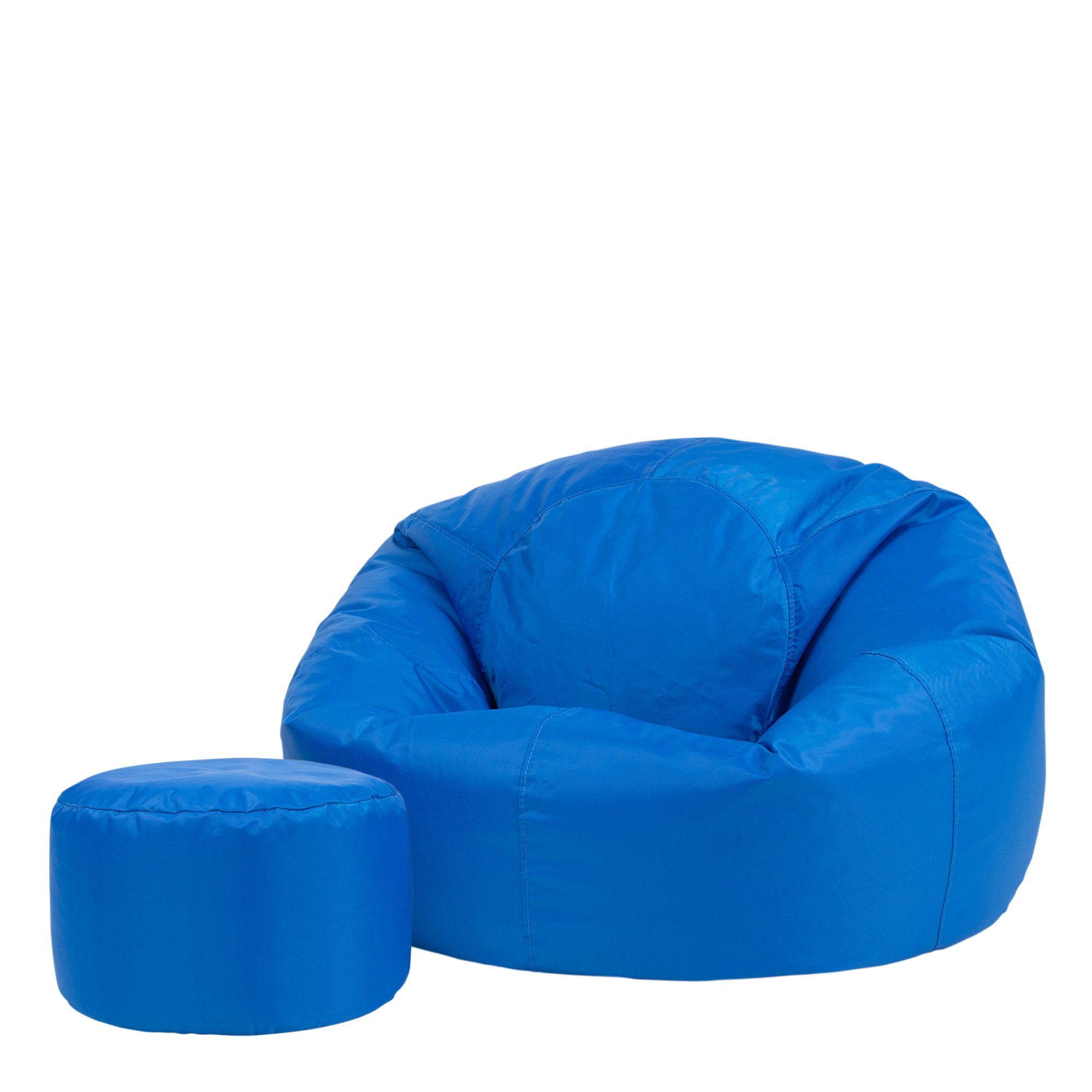 Veeva Sitzsack Klassischer Sitzsack Outdoor mit Sitzpouf blau