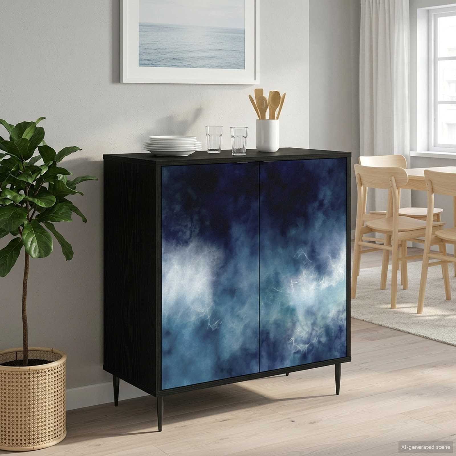 vidaXL Sideboard Sideboard RAALTE Schwarz Eichen-Optik 69 x 33 x 76 cm (1 St)