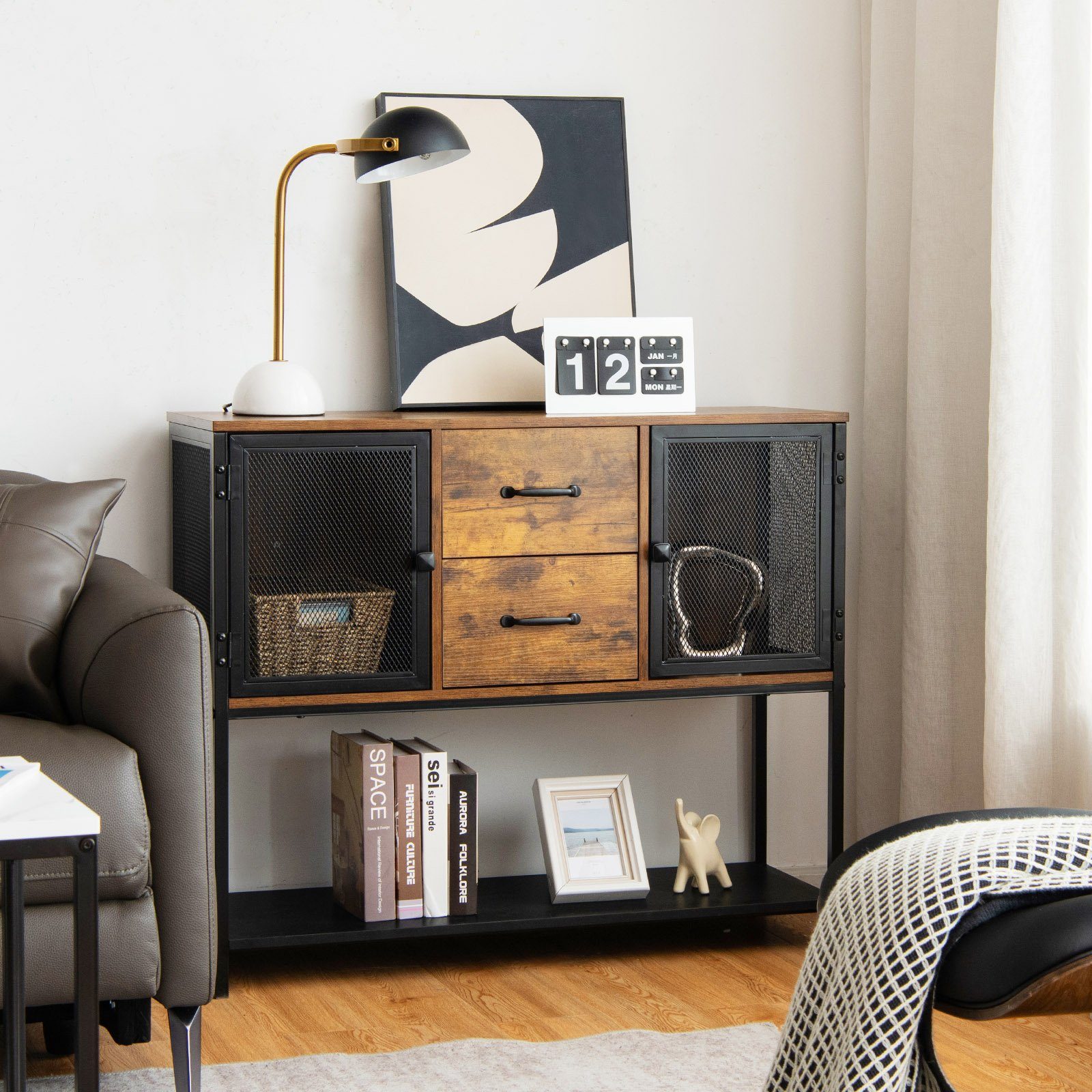 COSTWAY Konsolentisch Sideboard, mit 2 Schubladen günstig online kaufen