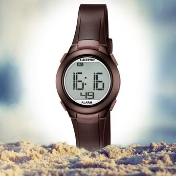 CALYPSO WATCHES Digitaluhr Calypso Damen Uhr K5677/6 Kunststoffband, (Digitaluhr), Damen Armbanduhr rund, PURarmband braun, Sport