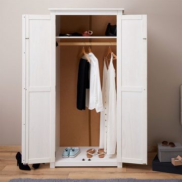 CARO-Möbel Kleiderschrank PAULO Garderobenschrank mit Kleidertstange, Landhausstil aus massiver Kiefer