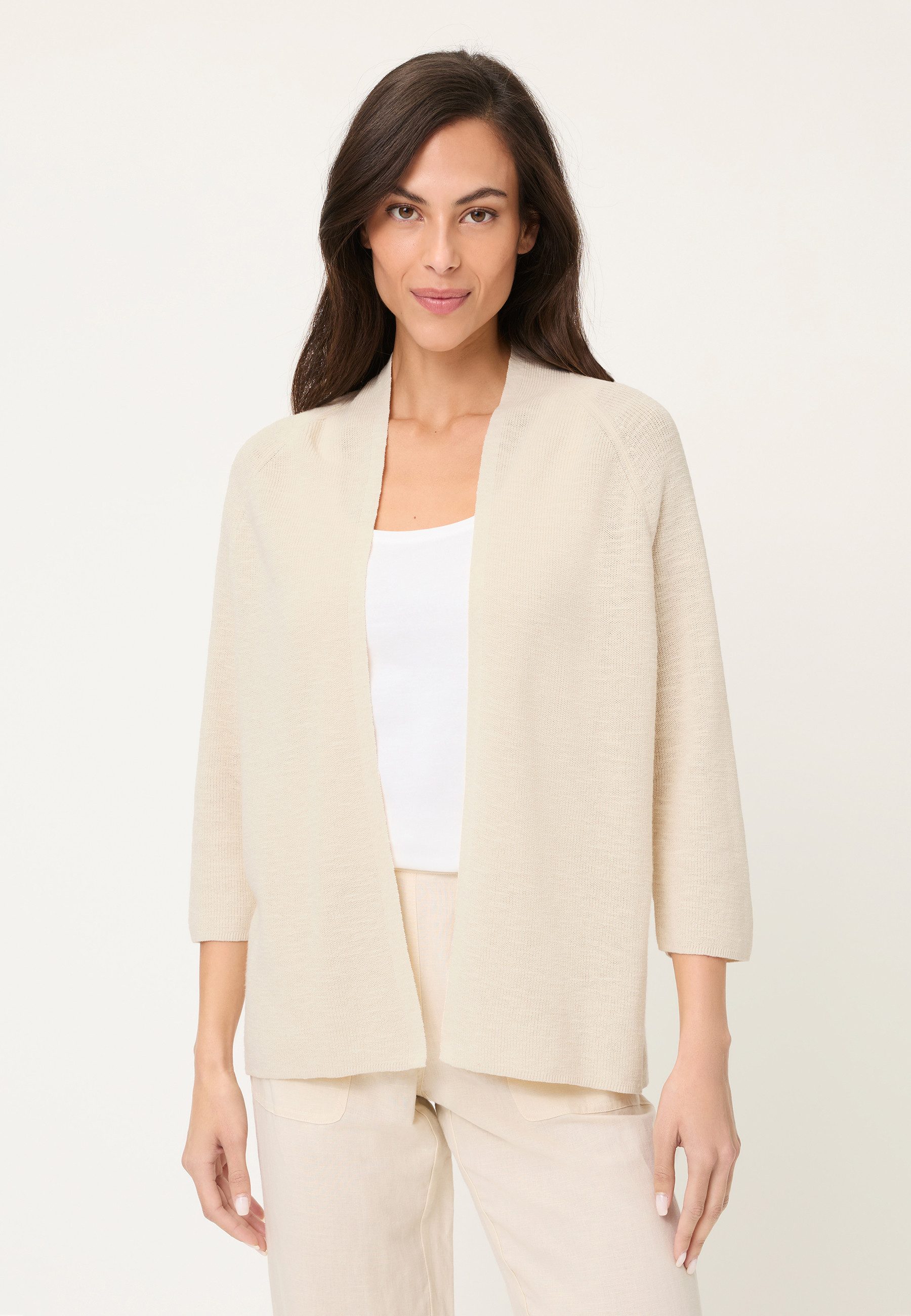 Olsen Cardigan mit Schalkragen und 3/4-Ärmeln