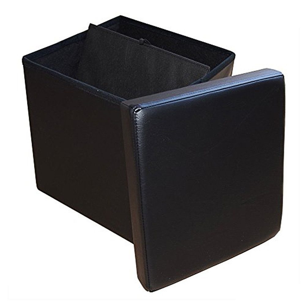 style home Sitzhocker mit Stauraum faltbare Sitzwürfel (Sitztruhe aus Kunstleder, 38 x 38 x 38 cm Schwarz), gepolstert Sitzbank Fußhocker für Wohnzimmer Schlafz – Bild 4 von 5