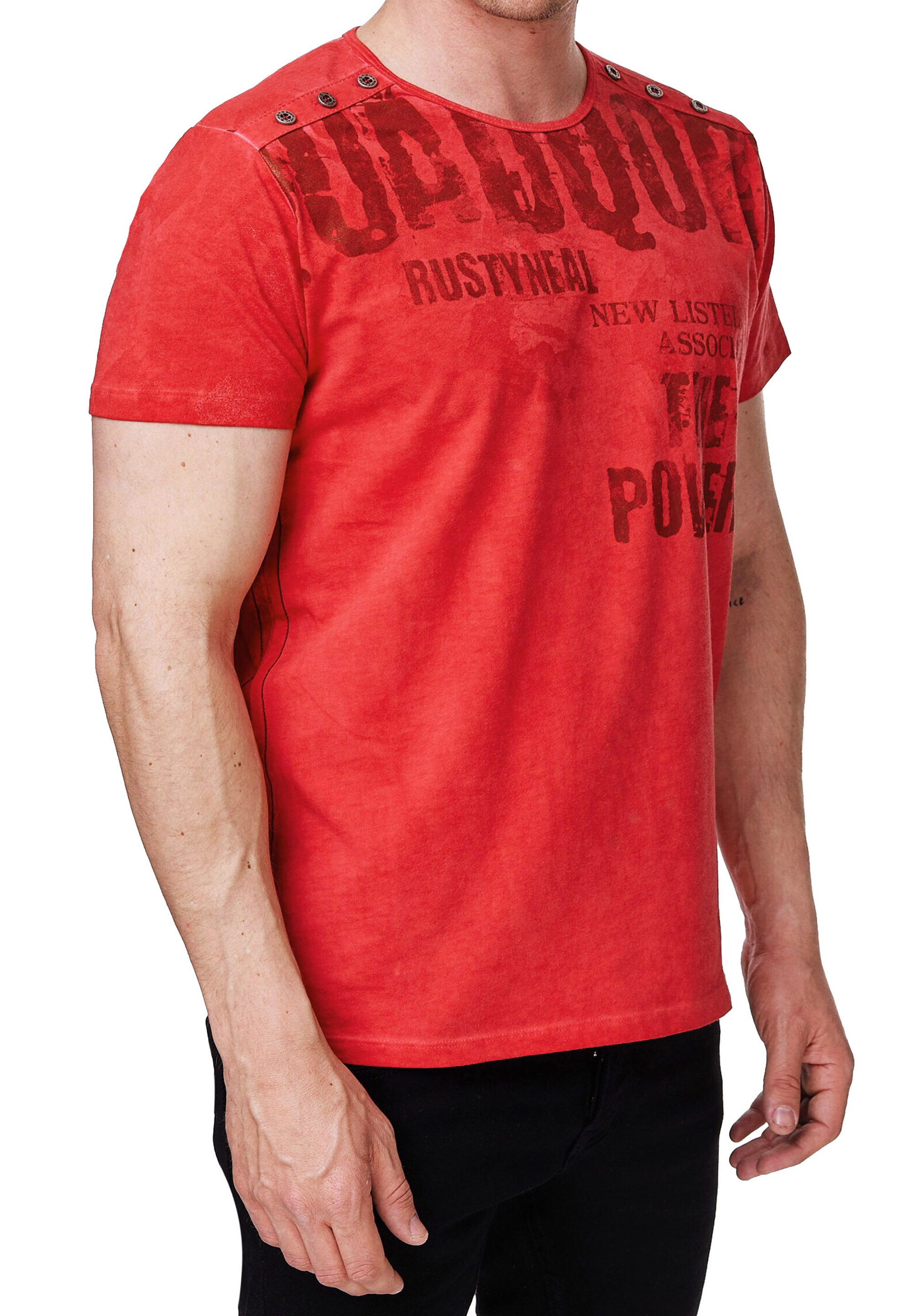T-Shirt T-Shirt Used Look Printed Streetwear Freizeit T-Shirt Verwaschen