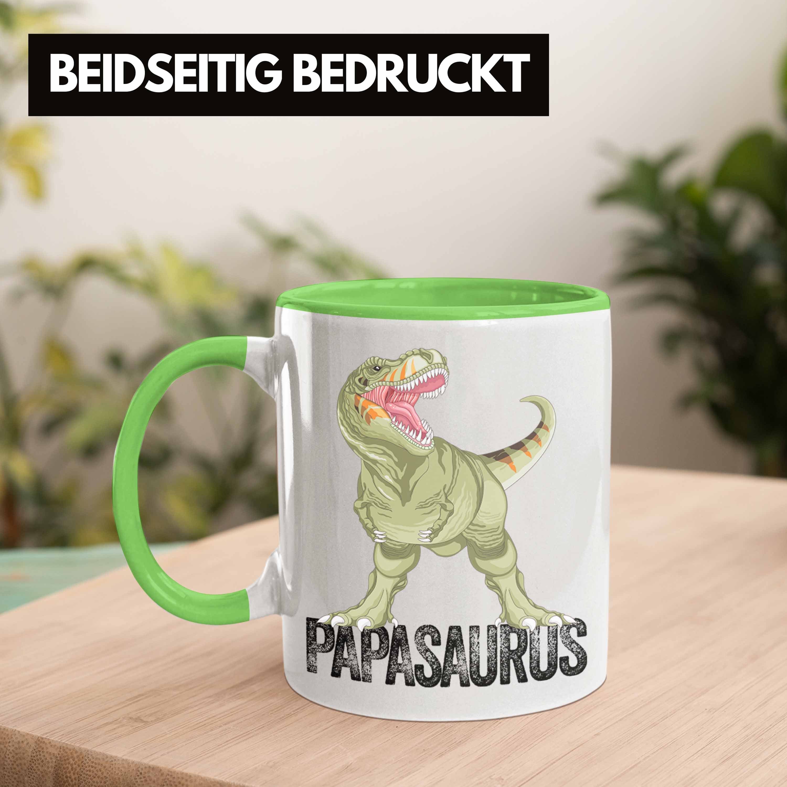 Papasaurus Vater Papa Di Geschenk Tasse Lustiges Vatertag Tasse für Grün Trendation Geschenk