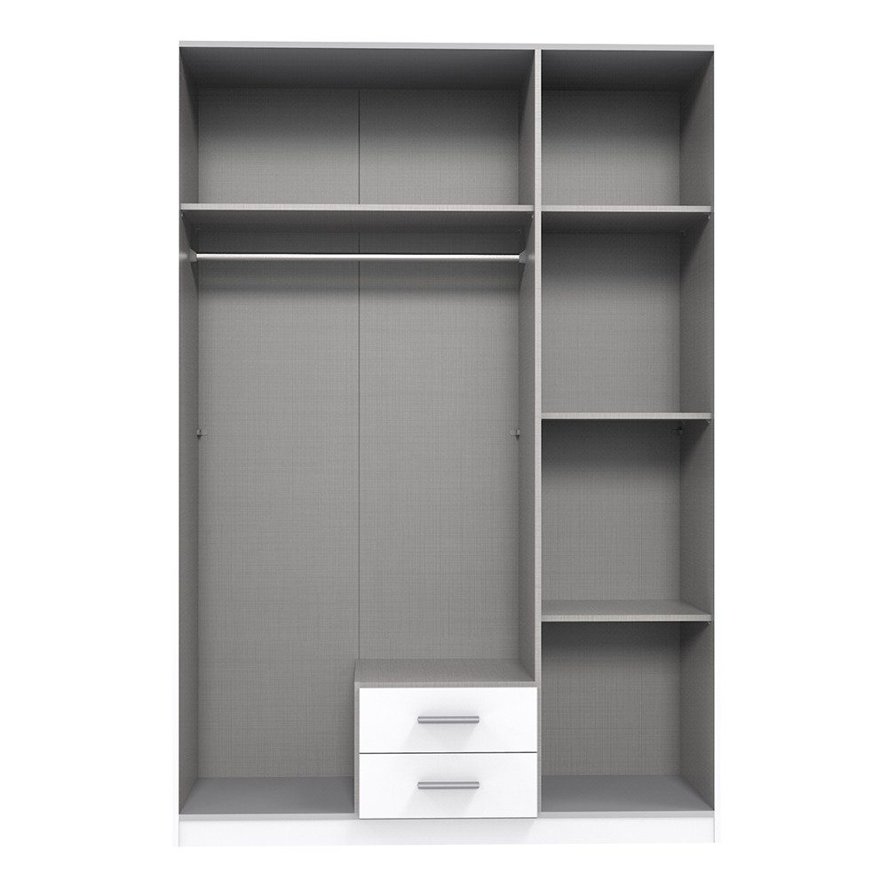 Lomadox Baby Room Complete Set BEELEN-43 (6-piece set: 1 wardrobe, 1 chest of drawers, 1 under-bed shelf, 1 bed, 1 drawer, 1 shelf), white, wardrobe, crib, changing table with shelf, decorative shelf