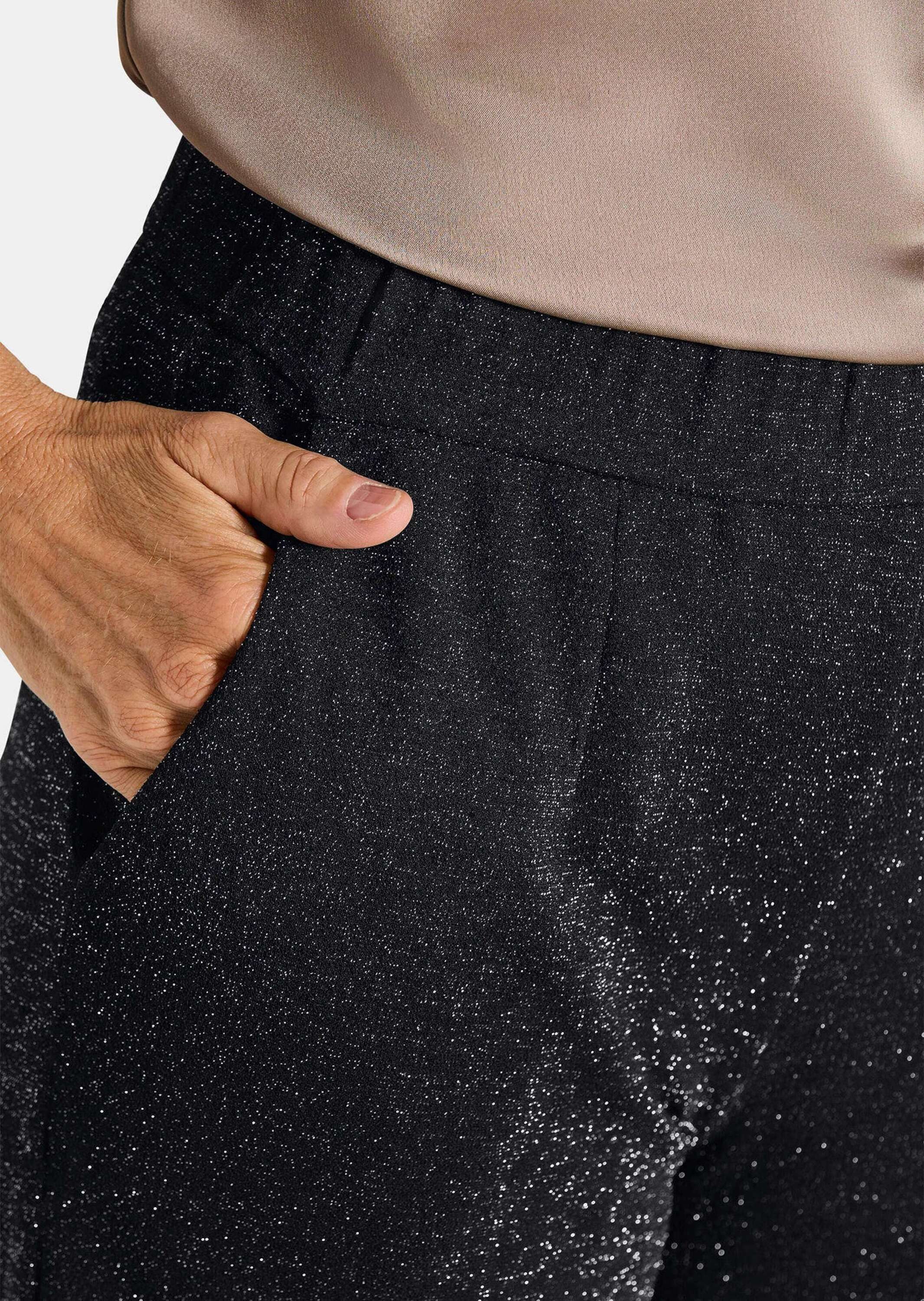 GOLDNER Schlupfhose Kurzgröße: Glänzende, weite Jerseyhose VERA Weite Hose mit elastischem Bund und Silberglanz – Bild 5 von 5