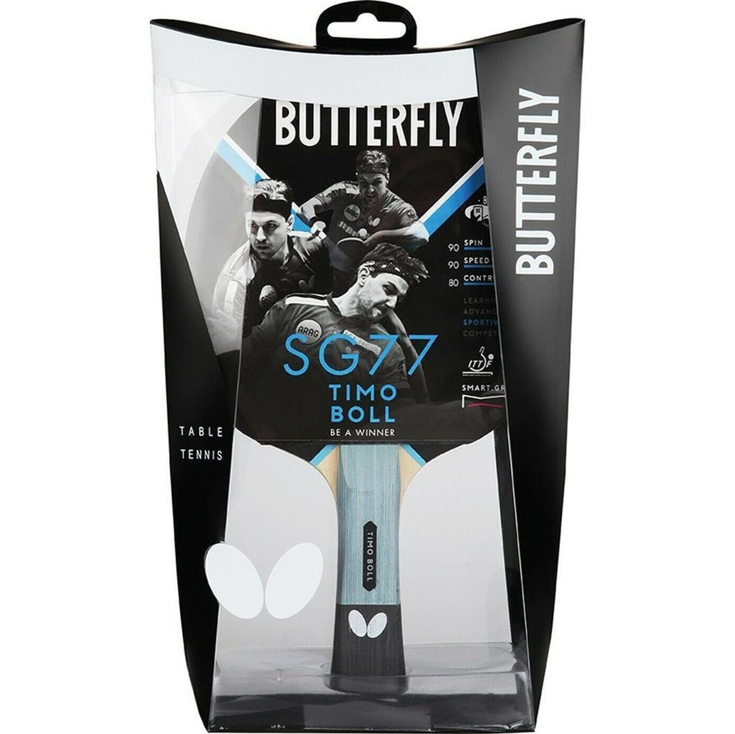 Butterfly Tischtennisschläger 2x Timo Boll SG77 + Cell Case 2 +Bälle, Tischtennis Schläger Set Tischtennisset Table Tennis Bat Racket