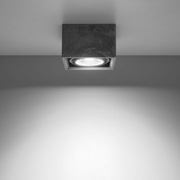 etc-shop Deckenstrahler, Leuchtmittel nicht inklusive, Deckenleuchte Deckenlampe Beton Grau Würfel-Design L 14 cm Wohnzimmer