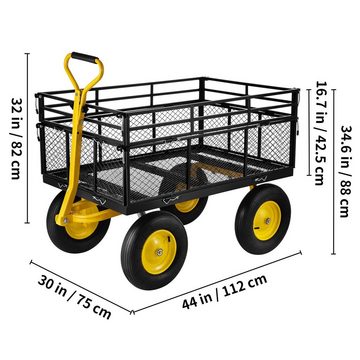 VEVOR Bollerwagen Bollerwagen 635kg belastbar Transportwagen 112x75x42,5cm Gartenwagen (3-tlg)