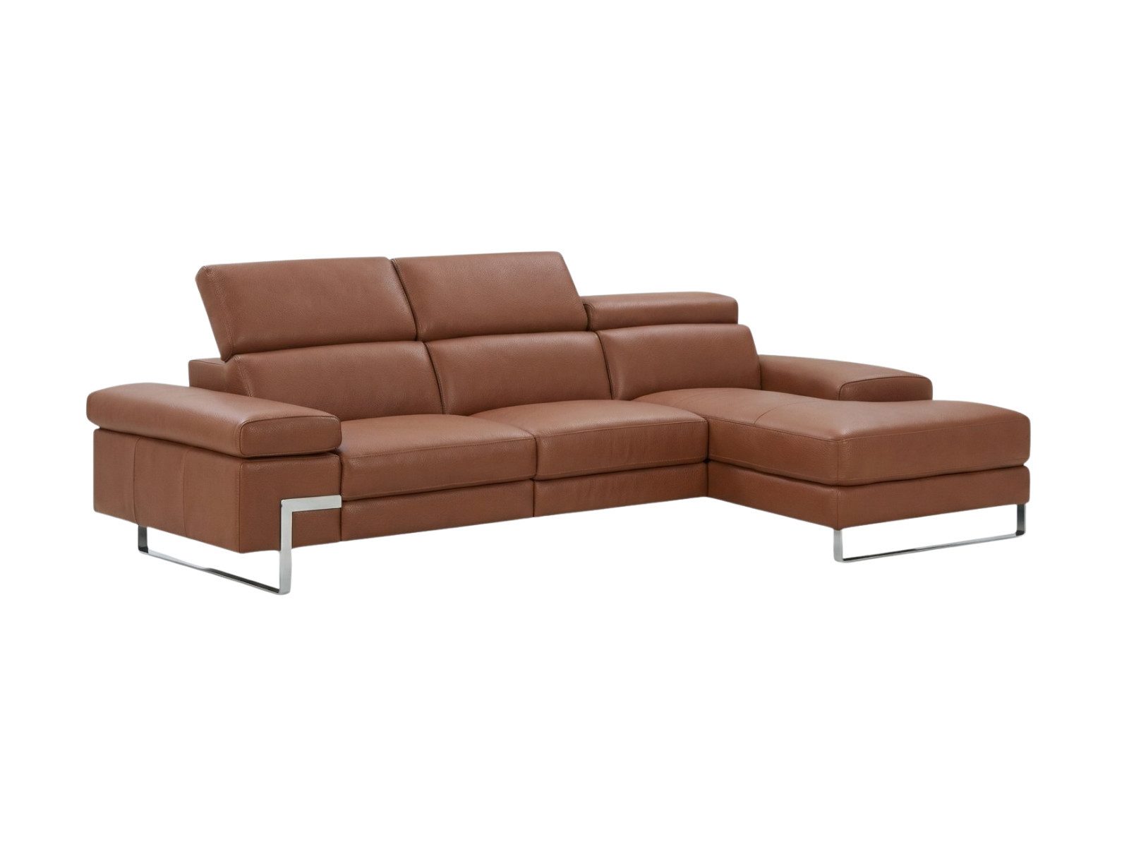 Villa Möbel Ecksofa Lete, L-Form 1 Teile, Echtleder-Ecksofa mit Kopfteilverstellung fürs Wohnzimmer