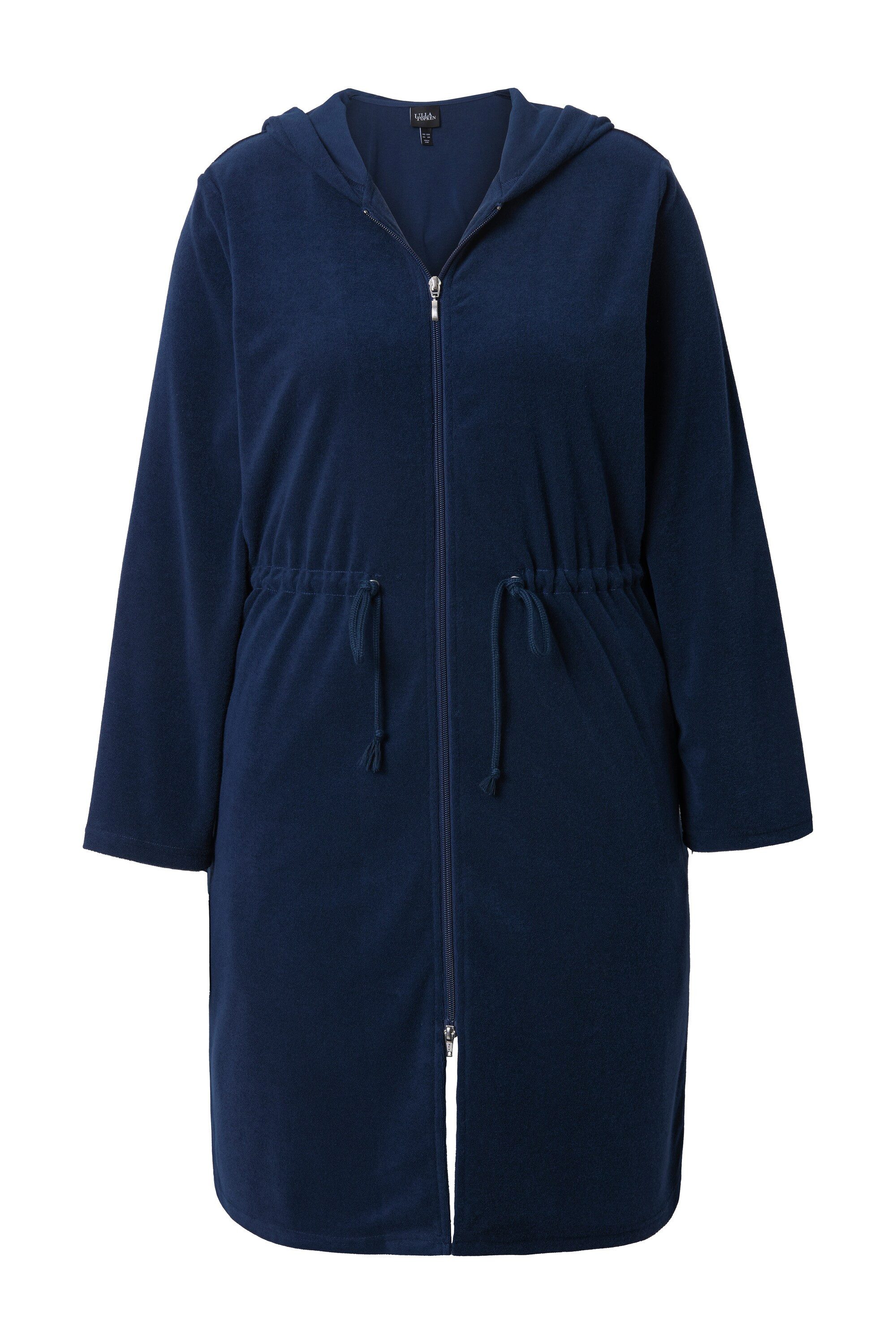 Ulla Popken Bademantel Bademantel Kapuze Tunnelzug 2-Wege-Zipper Langarm, K günstig online kaufen