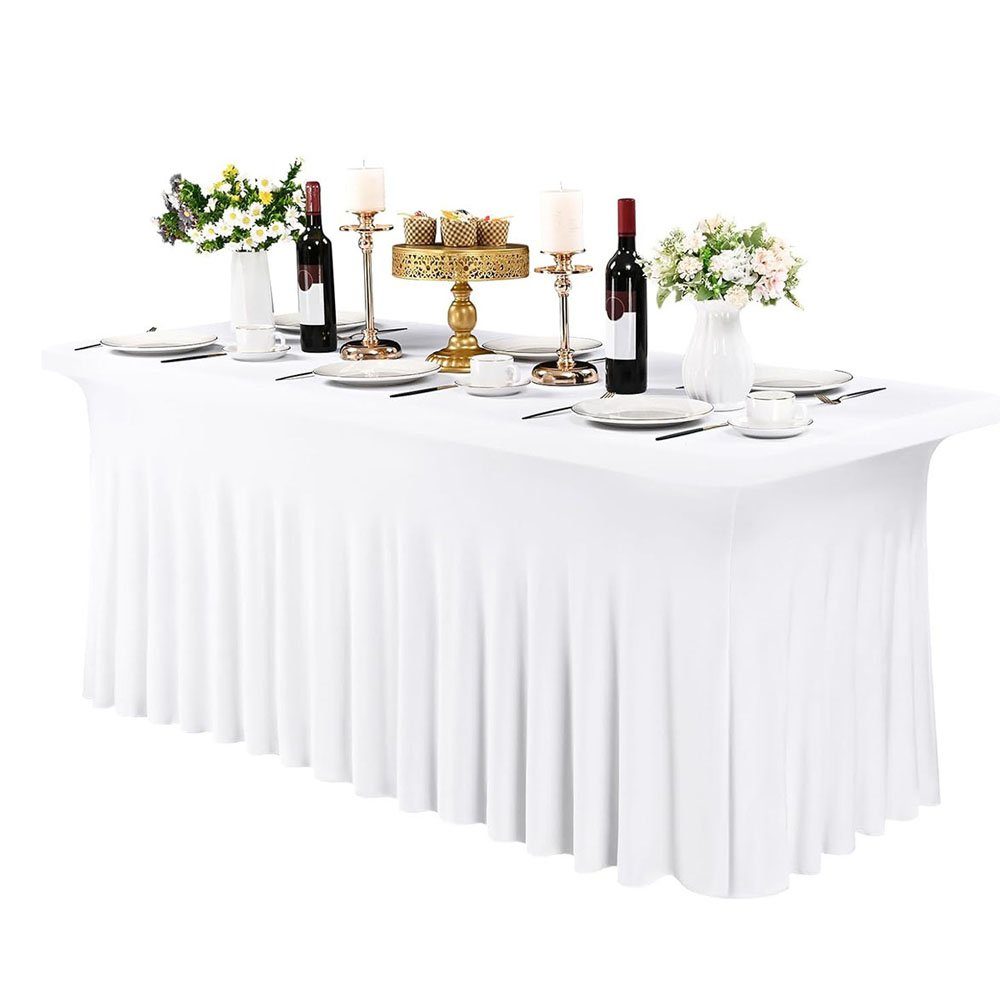 CTGtree Tischdecke Tischröcke 183 x 76cm Stretch Tischdecke für rechteckige Tische Weiß