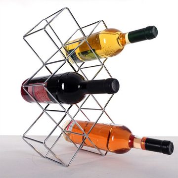 DESIGN DELIGHTS Weinregal Weinflaschenhalter "QUADRAT", Metall, silber, 46 cm, Weinständer
