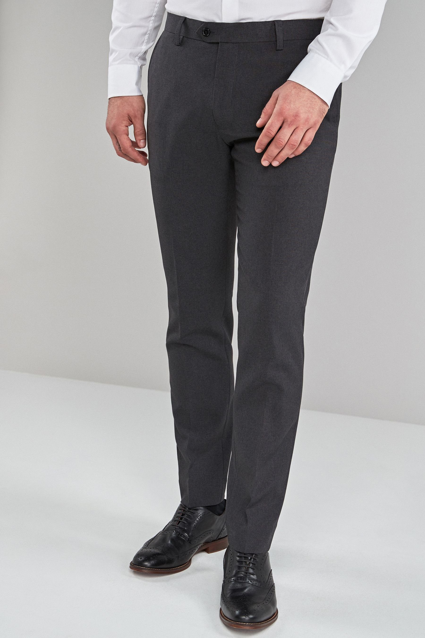 Next Stoffhose Skinny Fit Hose ohne Bundfalte, Maschinenwäsche (1-tlg) Charcoal Grey