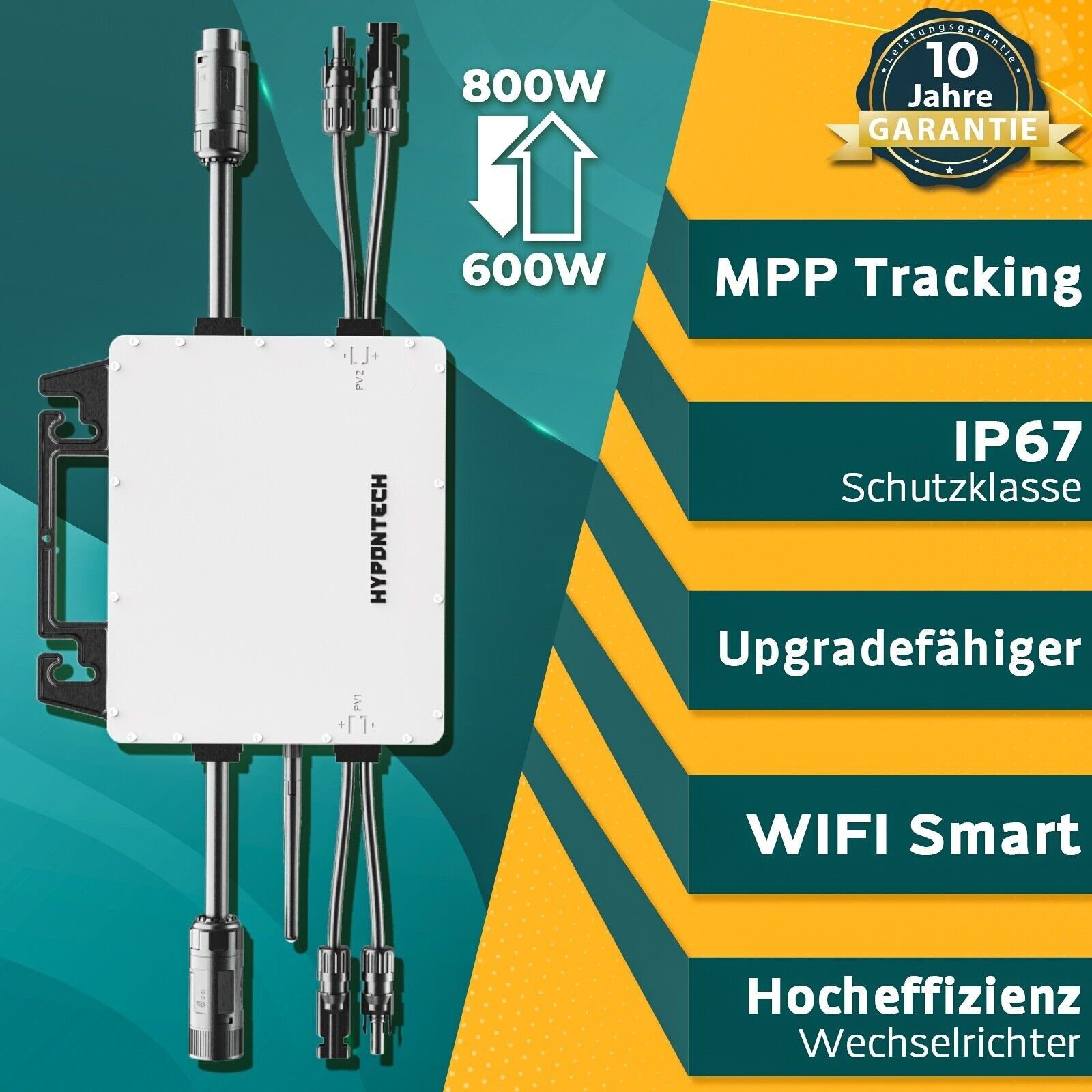 enprovesolar und Komplettset WIFI Bifazial 430W Stecker Solarmodule, Solaranlage Upgradefähiger PV-Montage Schuko Wechselrichter, inkl. 860W Ziegeldach Balkonkraftwerk 5M Hypontech 800W