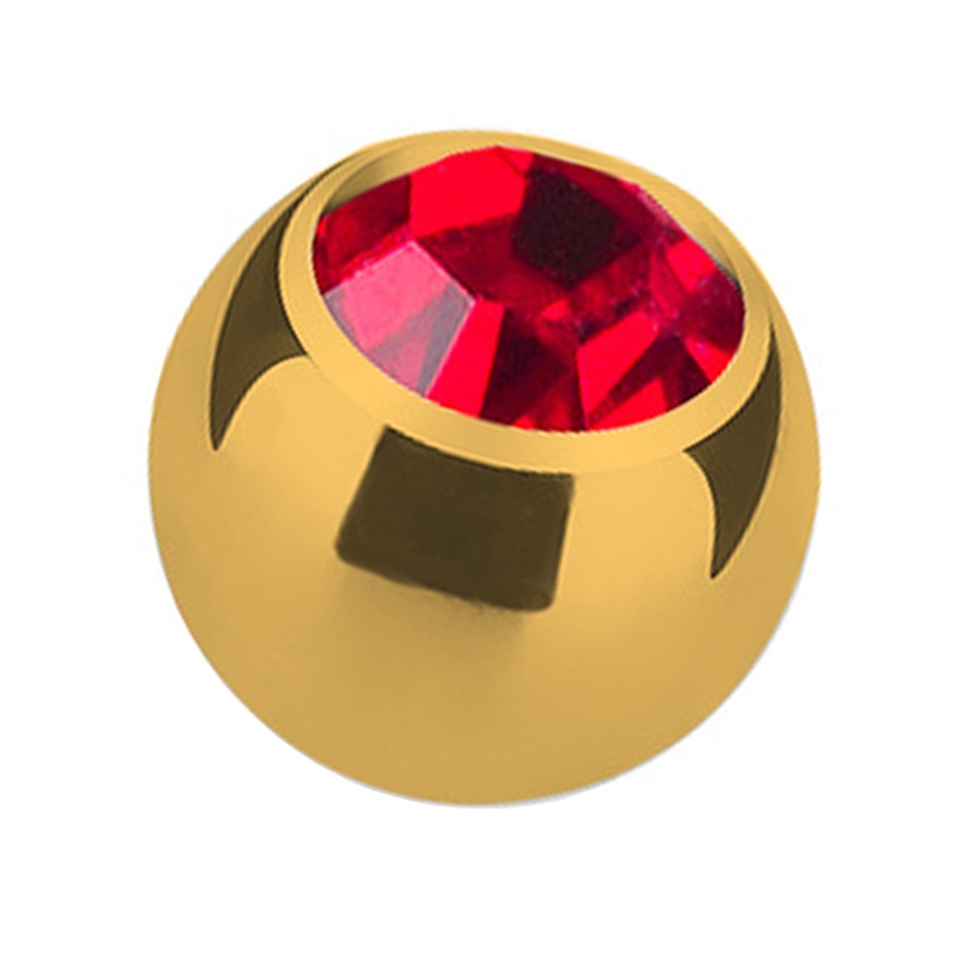 Edelstahl Verschlusskugel Piercing Gold Kristall, Ersatz mit Piercing-Set Ersatzteile Verschluss Strass Rot Taffstyle Gold Kugel mit Schraubkugel