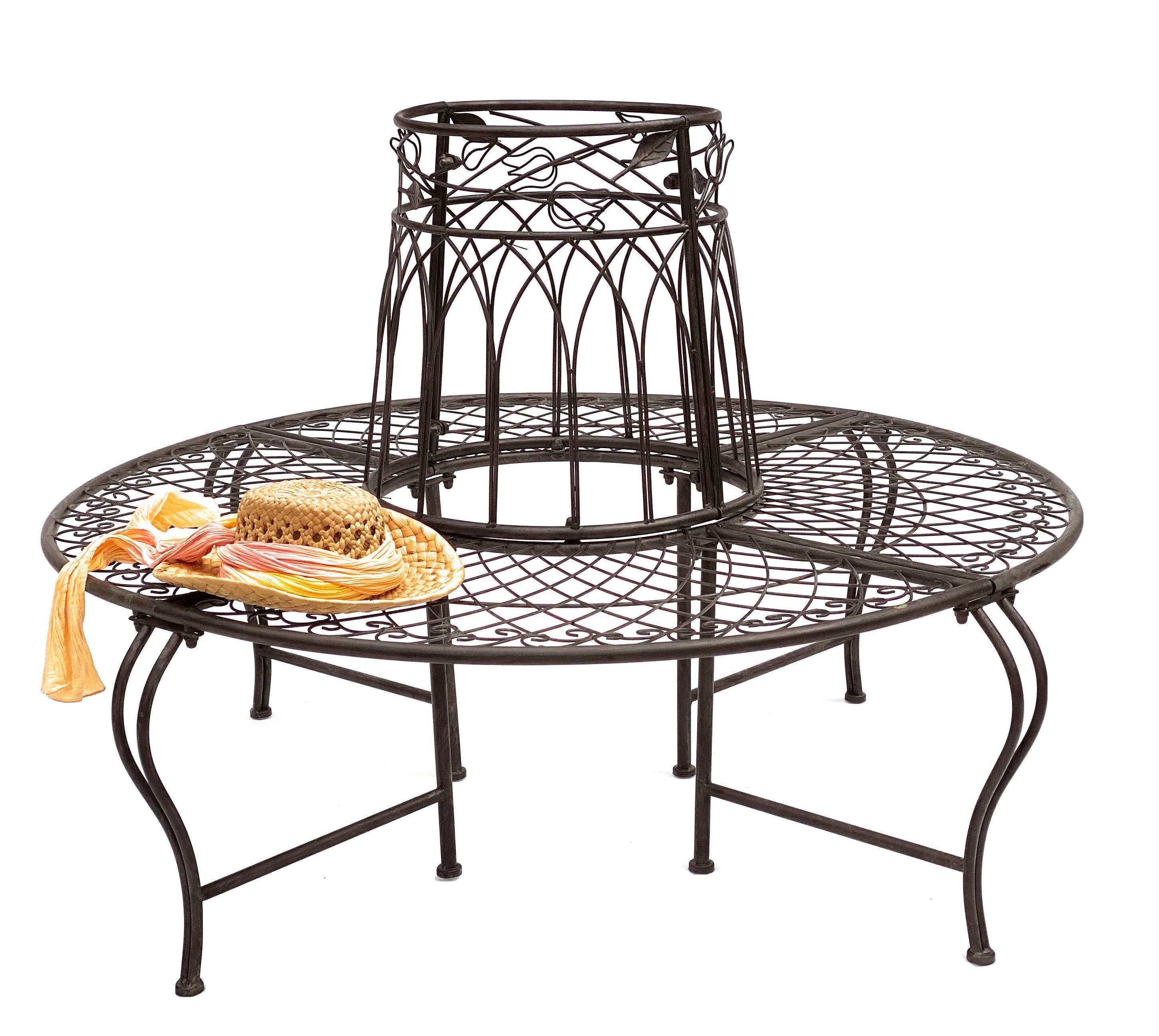 DanDiBo Rundbank Metall Wetterfest Braun Ø 130 cm Baumbank 96003 Gartenbank Parkbank, Eisenbank