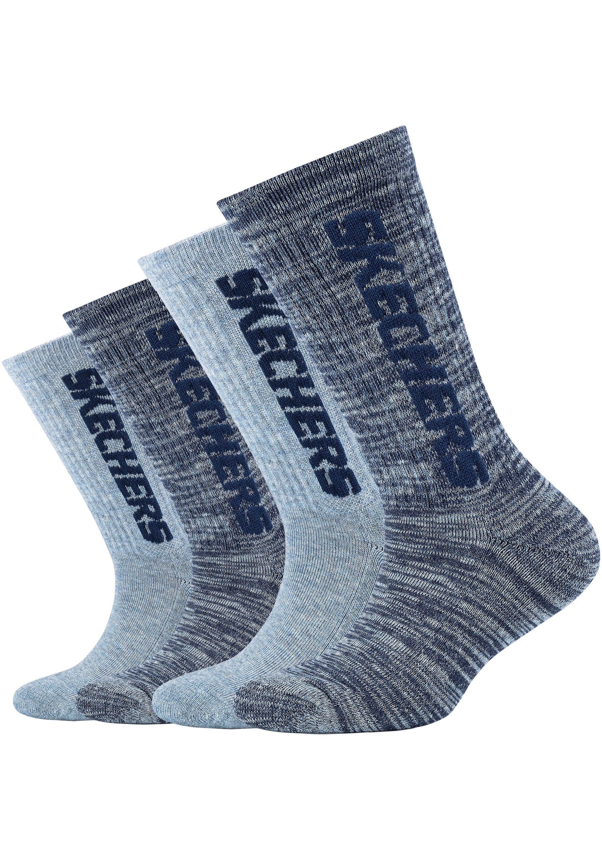 Gekauft blautöne-meliert Optimale Verrutschen 4-Paar) (Packung, perfekter Sportsocken ohne Passform: Sitz Skechers