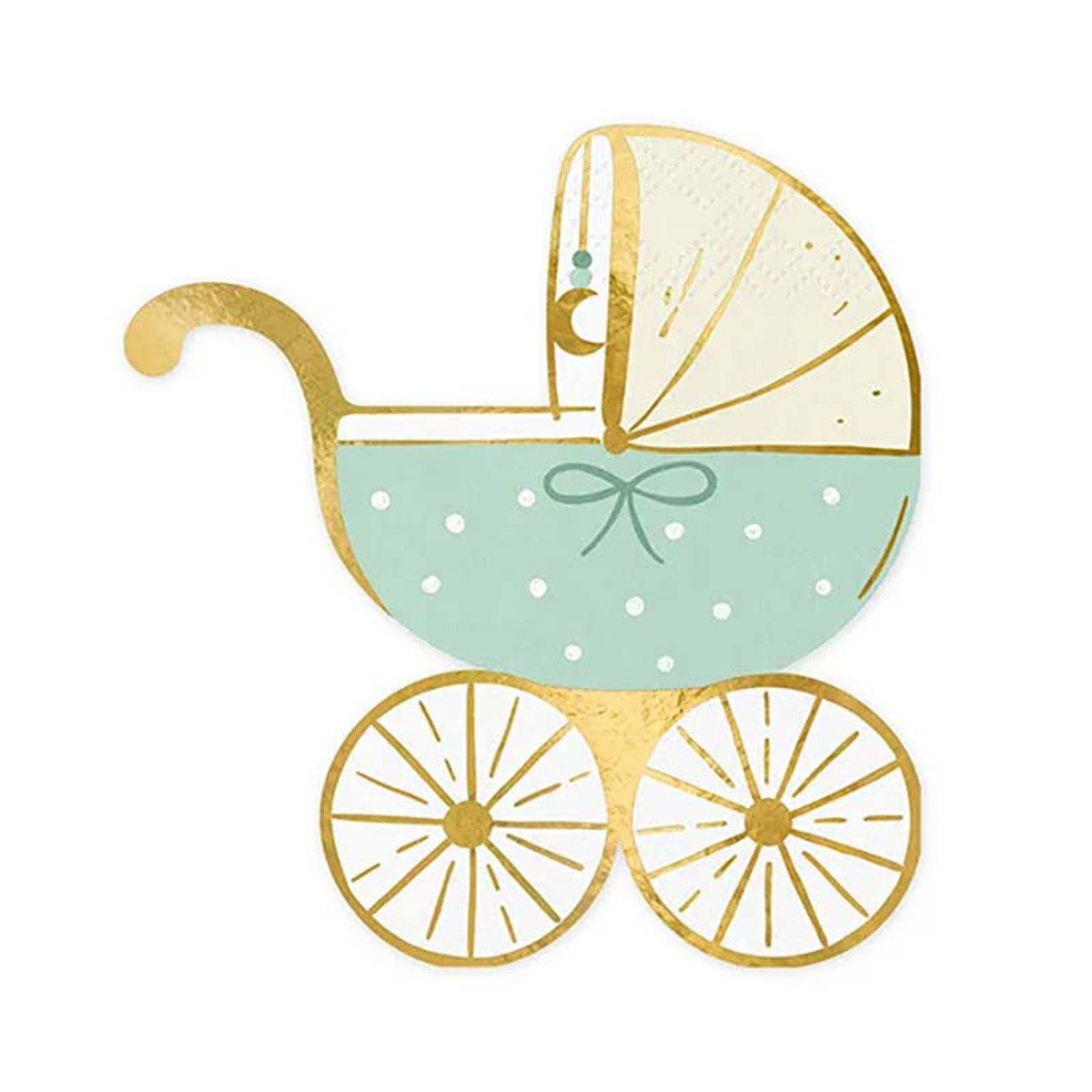 partydeco Papierserviette Servietten 'Baby Kinderwagen' 20Stk./14x15 cm, Bl