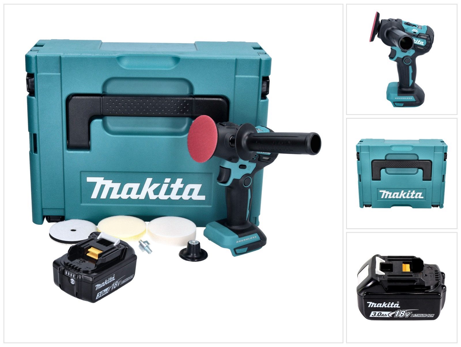 Makita Akku-Poliermaschine DPV 300 F1J Akku Schleifer Polierer 18 V 50 / 80 mm Brushless