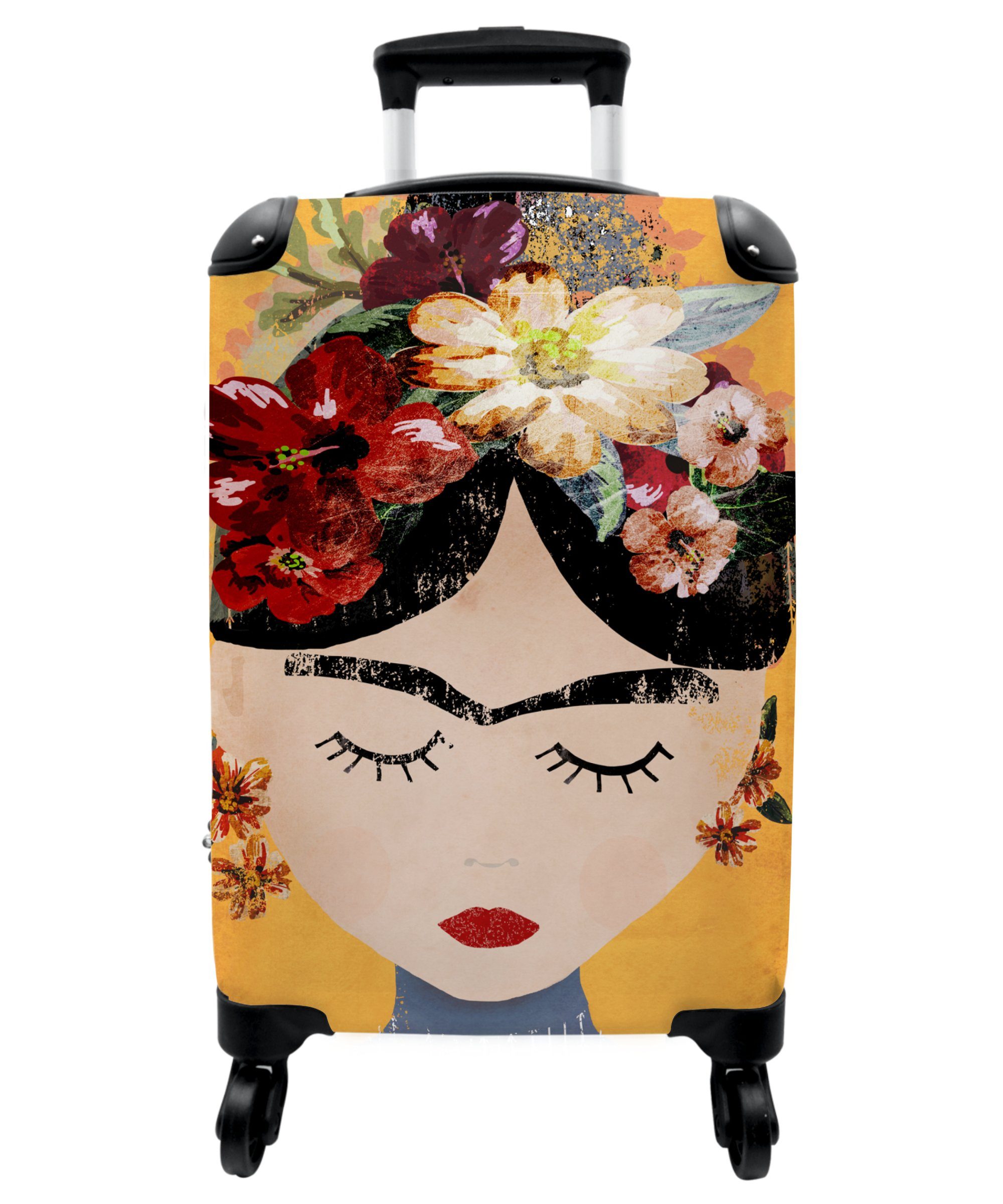 - 4 Rollen Rollkoffer 55x35x20cm mit - 4 NoBoringSuitcases.com© Reisekoffer Kunst, - Cabin Trolley Kleine Gelb Blumen Handgepäck Frau - Handgepäckkoffer Rollen,