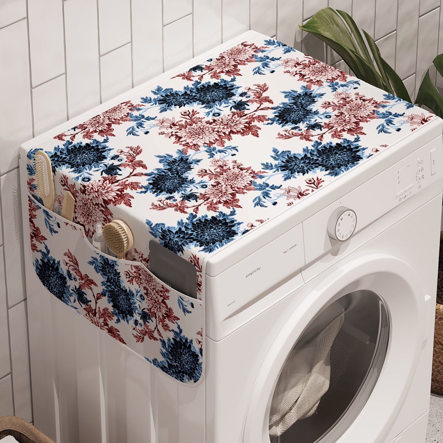 Abakuhaus Badorganizer Anti-Rutsch-Stoffabdeckung für Waschmaschine und Trockner, Blumen Aquarell Blumen in der Blüte