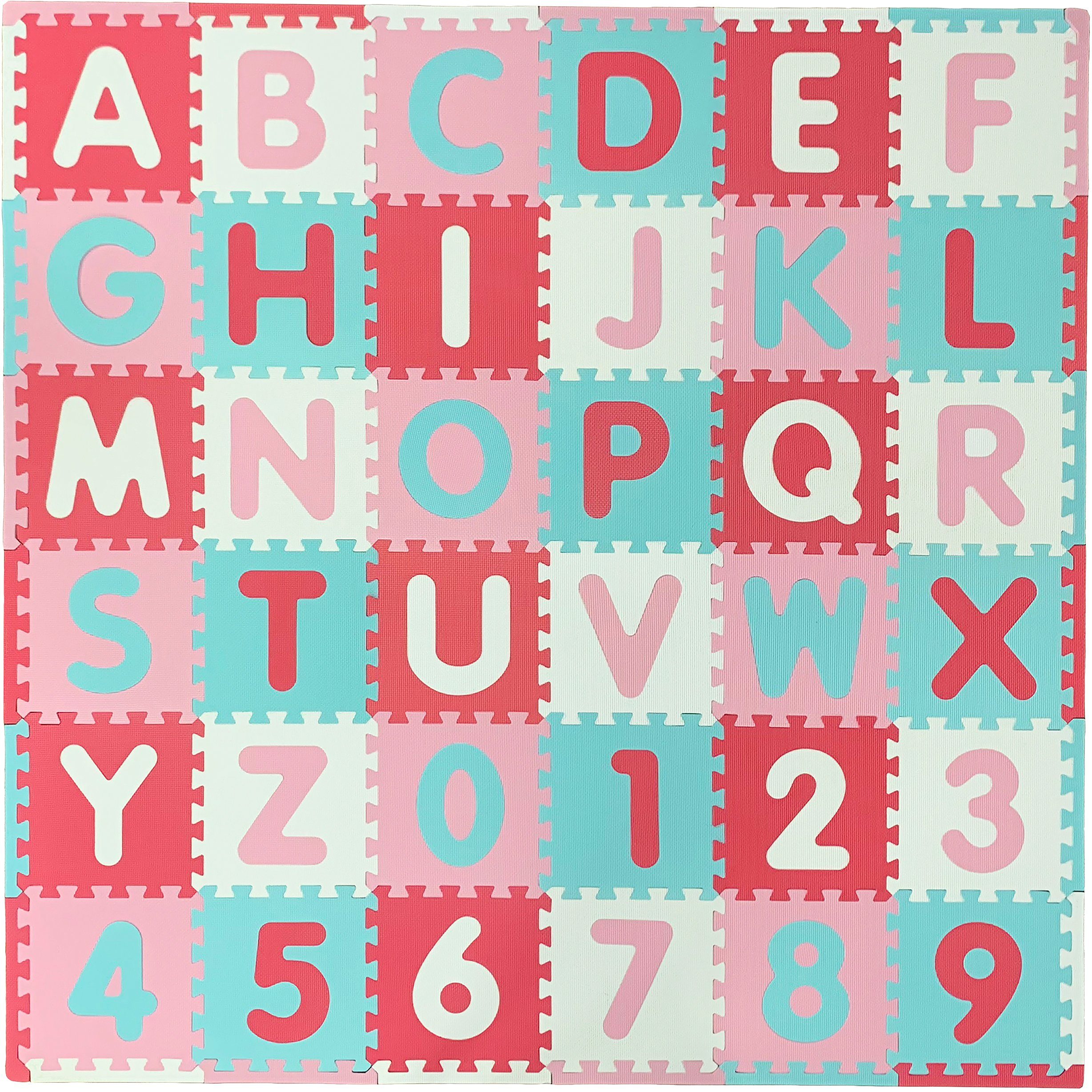 Zahlen, Puzzleteile, + Knorrtoys® Bodenpuzzle Alphabet Pink-rosa, Puzzle Puzzlematte,