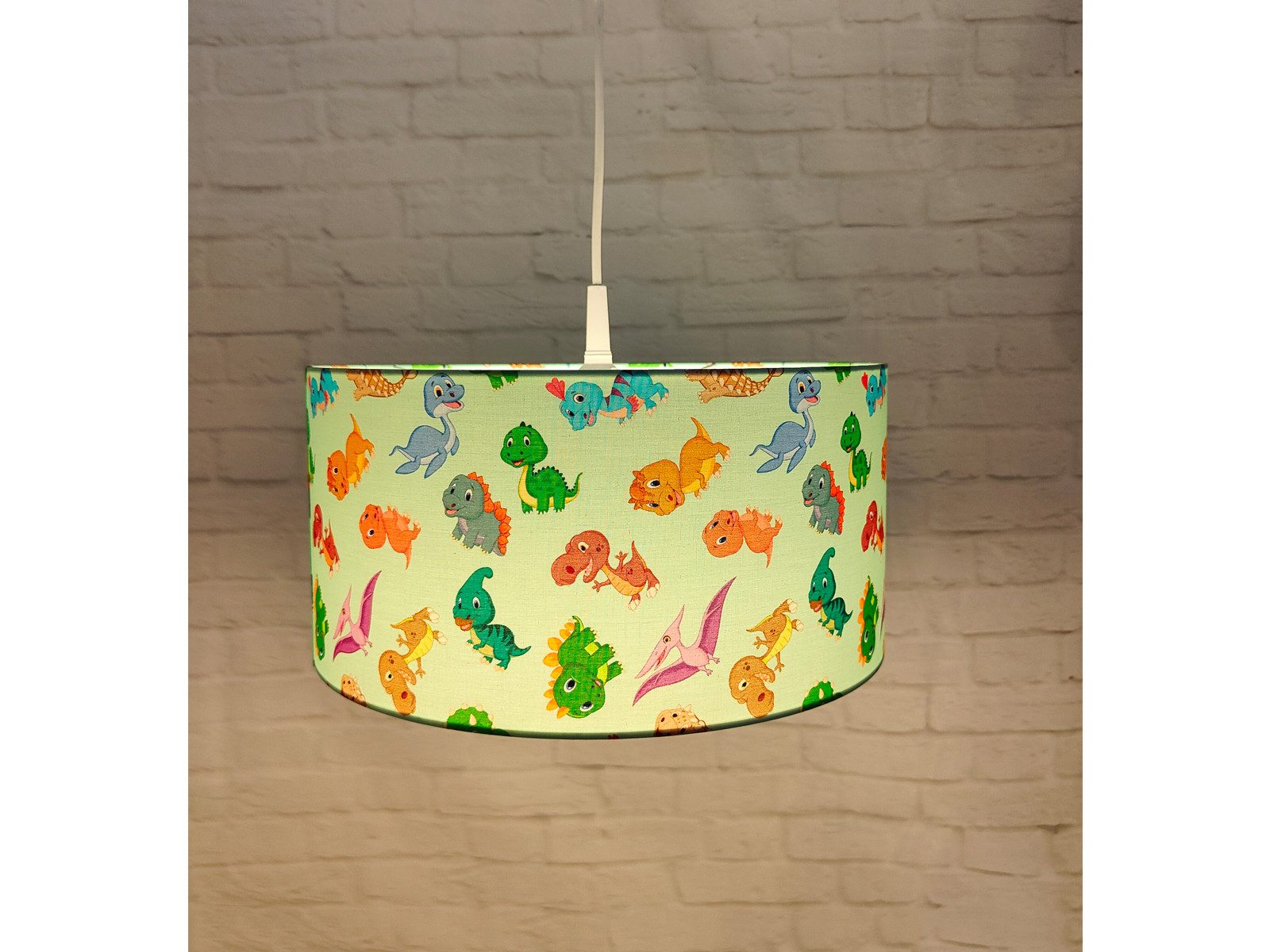 niermann LED Pendelleuchte, Dimmfunktion, LED wechselbar, Über Schalter in 3 Stufen dimmbar, Warmweiß, Coole Dino Hänge-Lampe einflammig für Junge & Mädchen, Schirm Ø 35cm